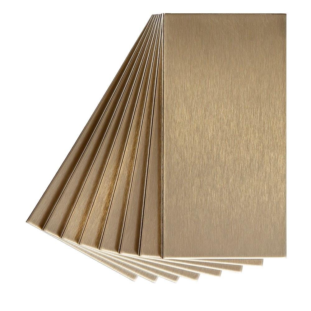 Aspect Metal A52-51 Peel and Stick Champagne 3-in x 6-in Metallic Metal Tin Look Wall Tile (1-sq. ft/ Carton)