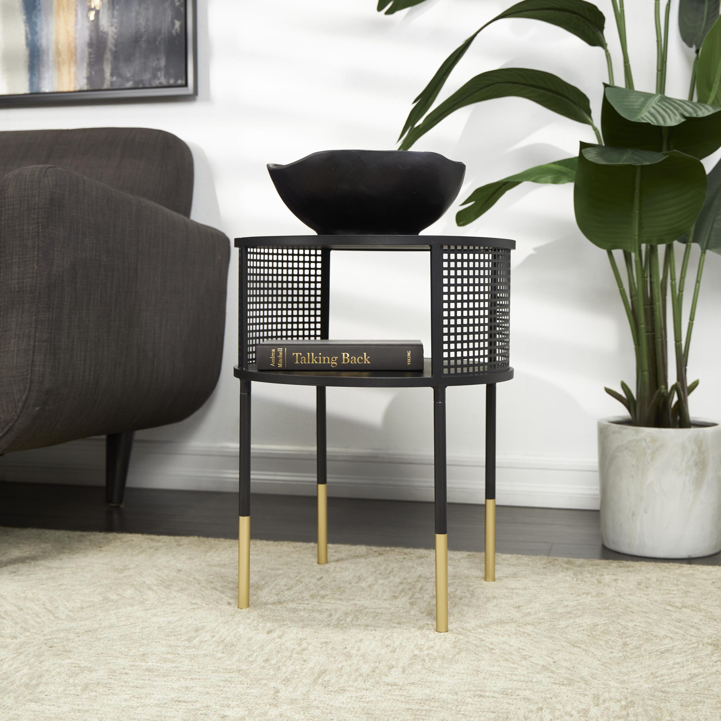 Grayson Lane 821055 16.5-in W x 20.88-in H Black 21" Open Frame Metal Round Modern End Table