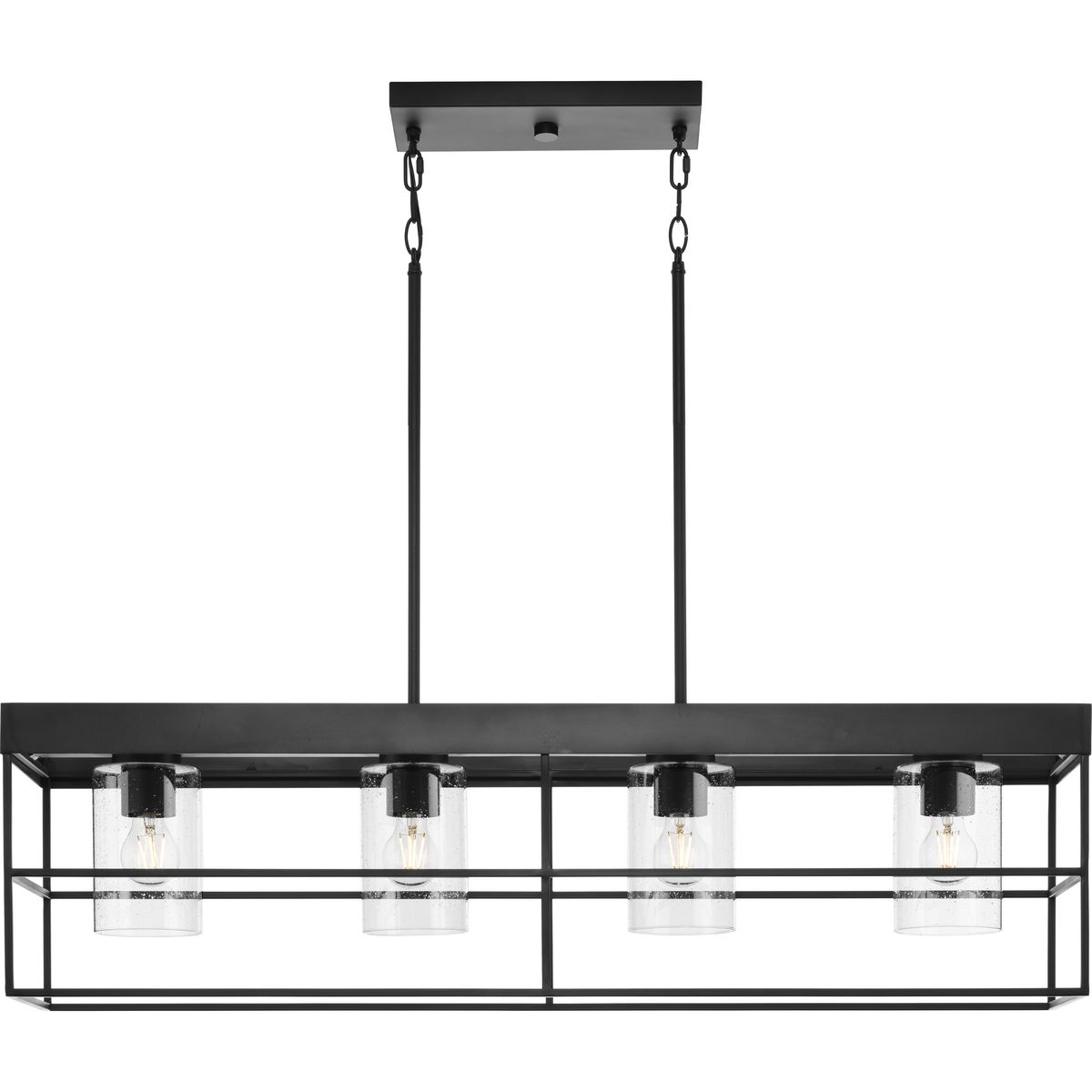 Progress Lighting Burgess 4-Light Matte Black Farmhouse Clear Glass ...