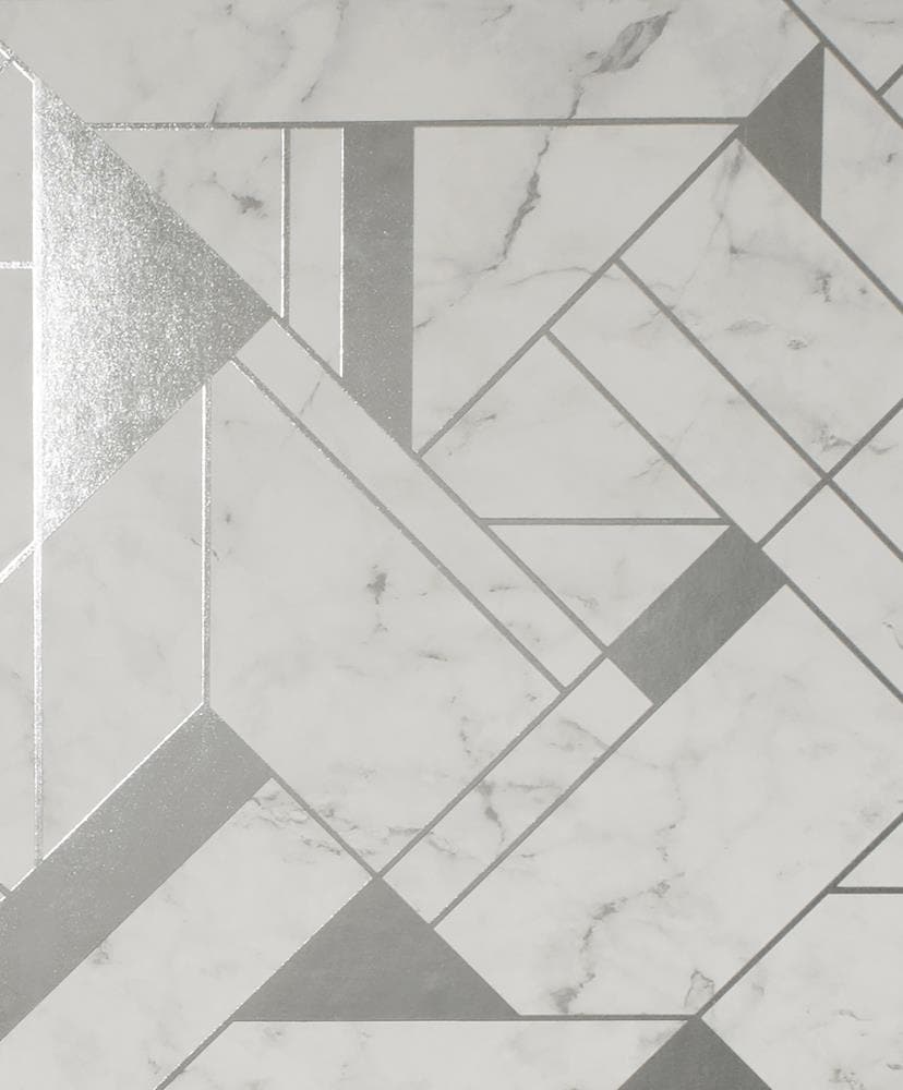 Advantage 2834-M1467 Metallic 56.4-Sq. Feet Silver Vinyl Geometric Unpasted Wallpaper