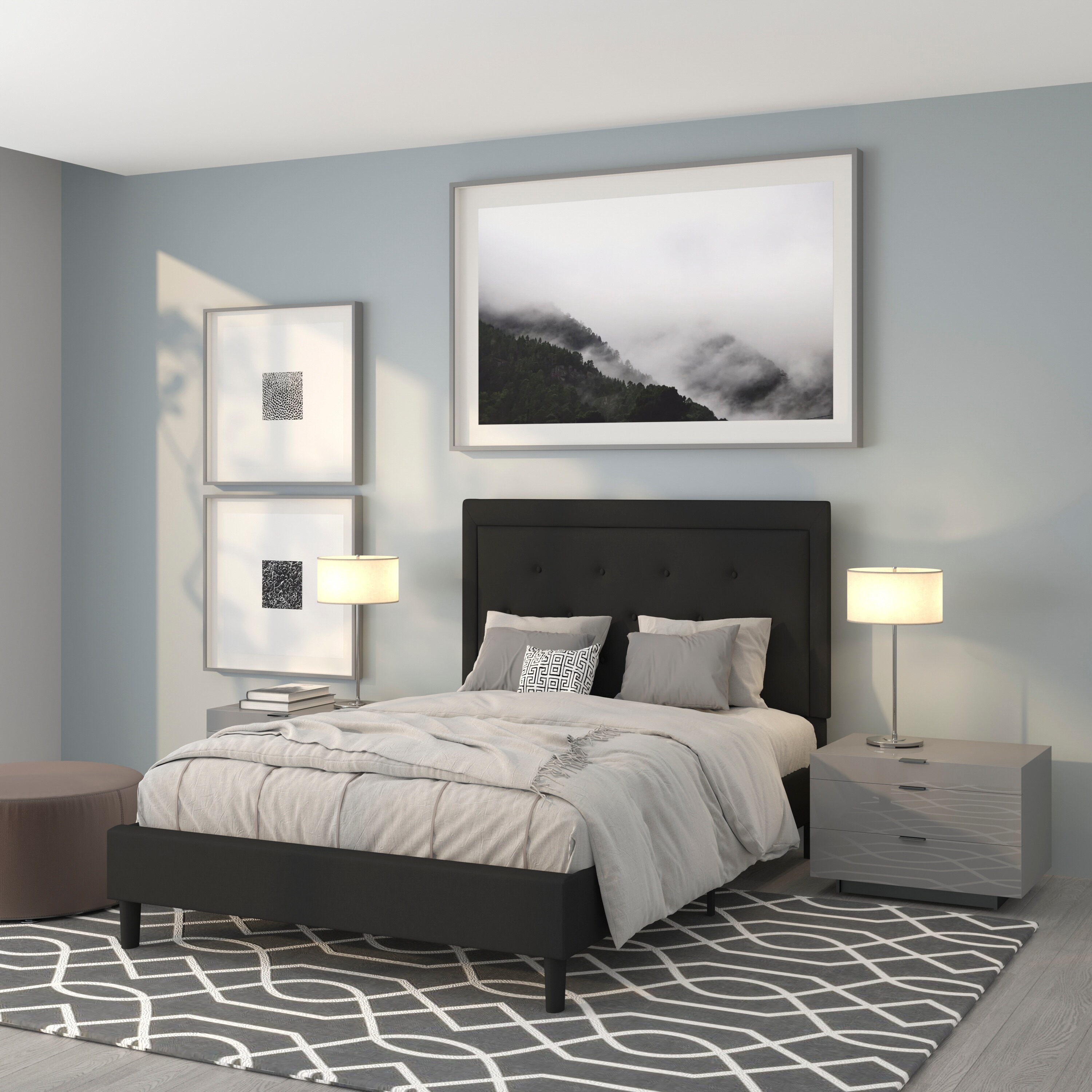 Flash Furniture 889142227304 Roxbury Black Full Upholstered Platform Bed