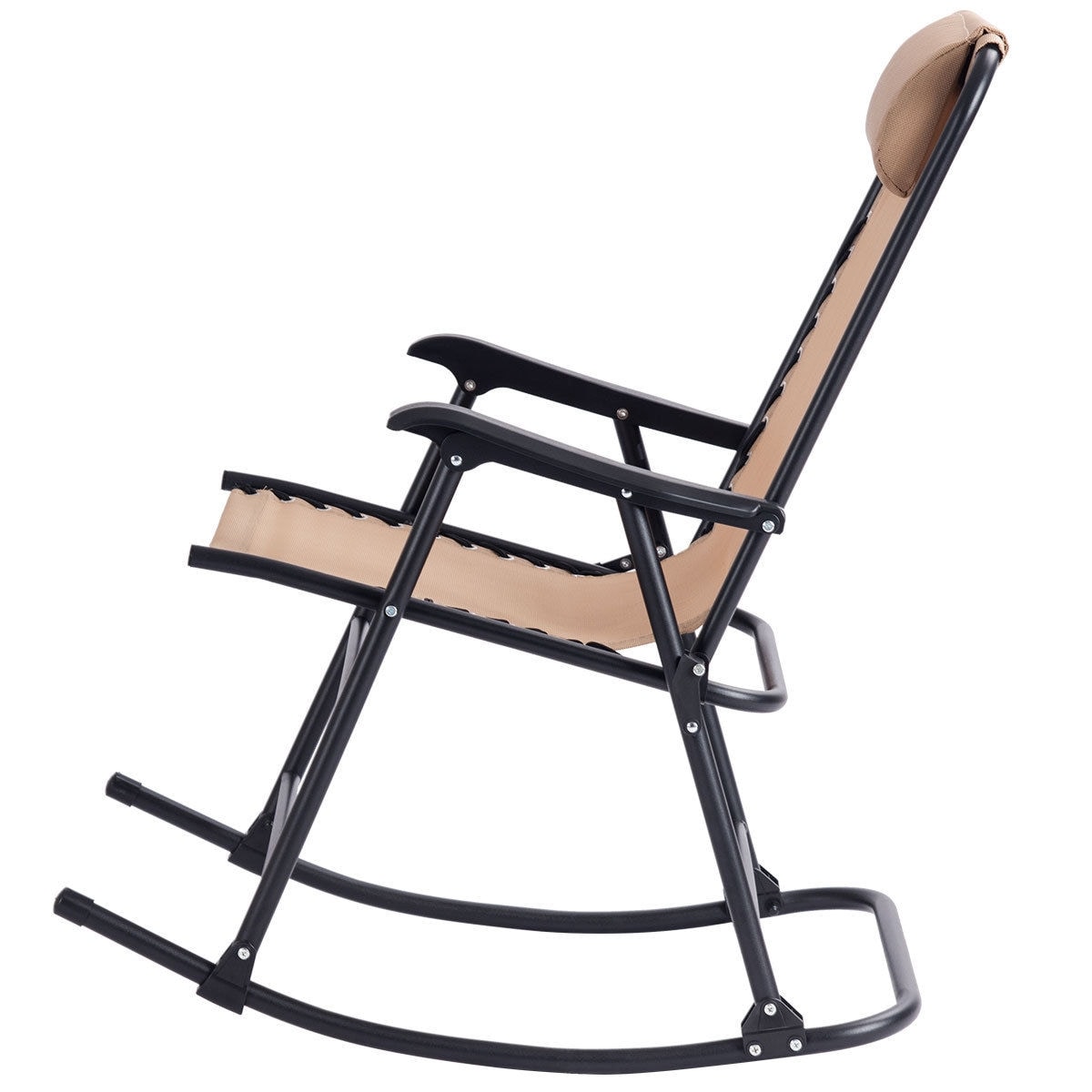 CASAINC Black Steel Frame Rocking Chair With Off-white Sling Seat In ...