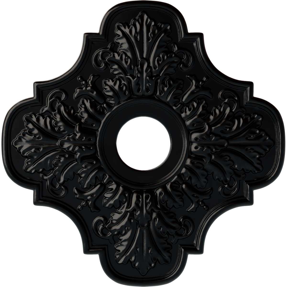 Ekena Millwork CM17PEBLF Peralta 17.75-in W x 17.75-in L Painted Jet Black Polyurethane Whole Ceiling Medallion