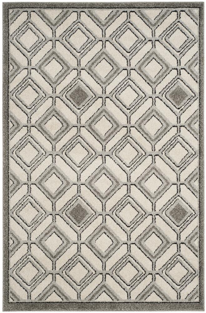 Safavieh AMT433E-4 Dunany 4 x 6 (ft) Loomed Polypropylene Ivory/Light Gray Rectangular Indoor/Outdoor Geometric Area rug