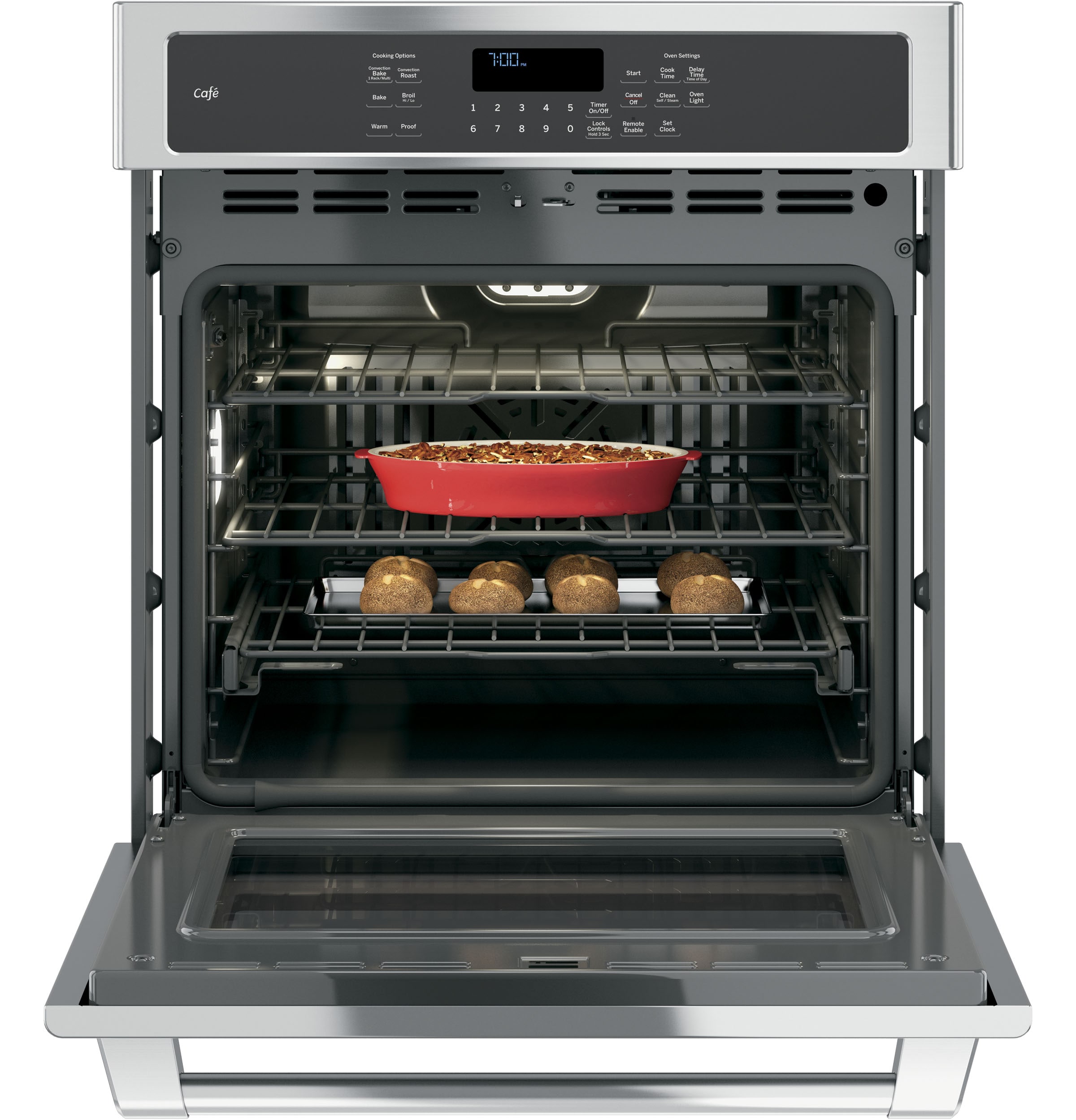 GE Cafe 27-in Self-cleaning Convection European Element Single Electric ...