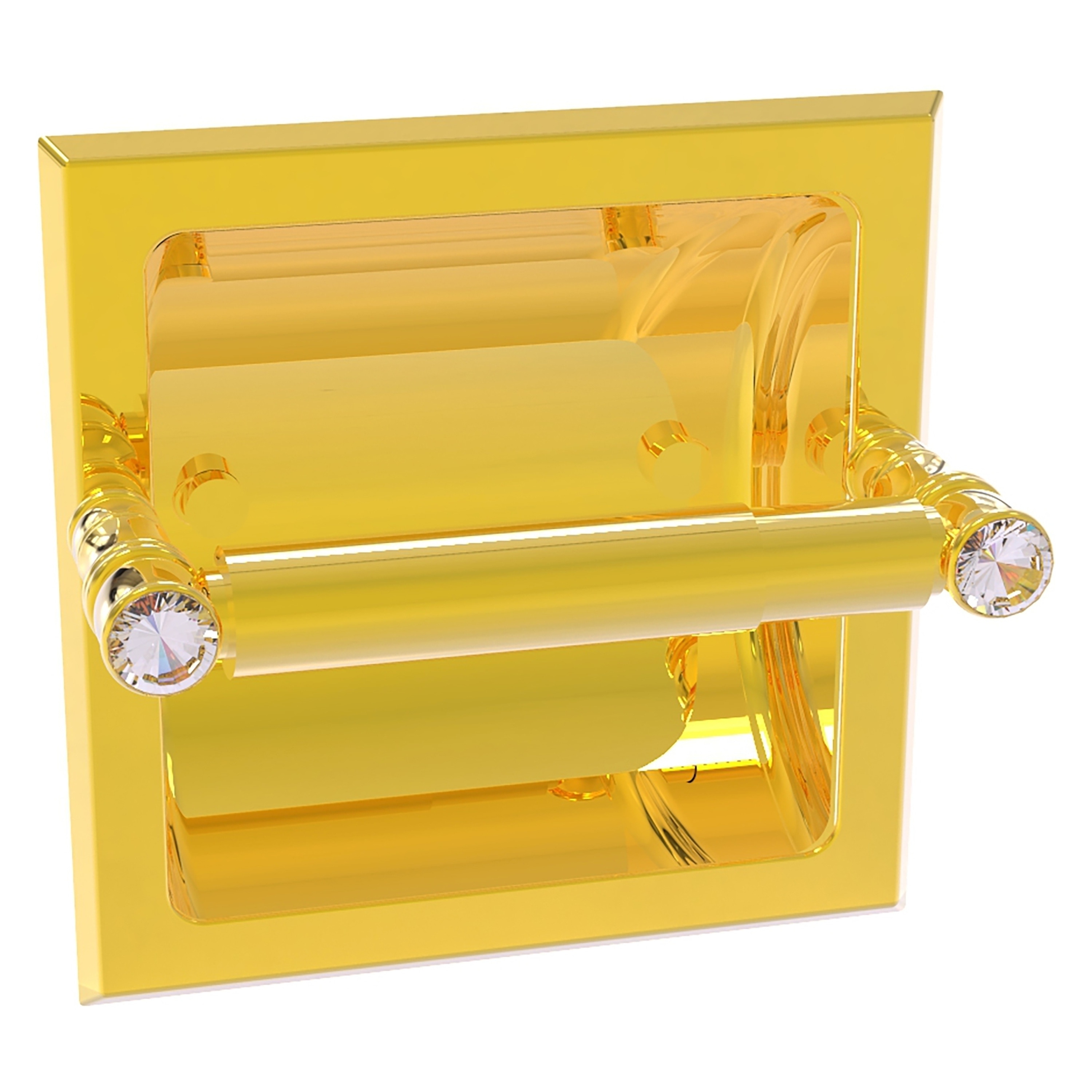 Carolina Crystal Polished Brass Recessed Double Post Toilet Paper Holder | - Allied Brass CC-24C-PB