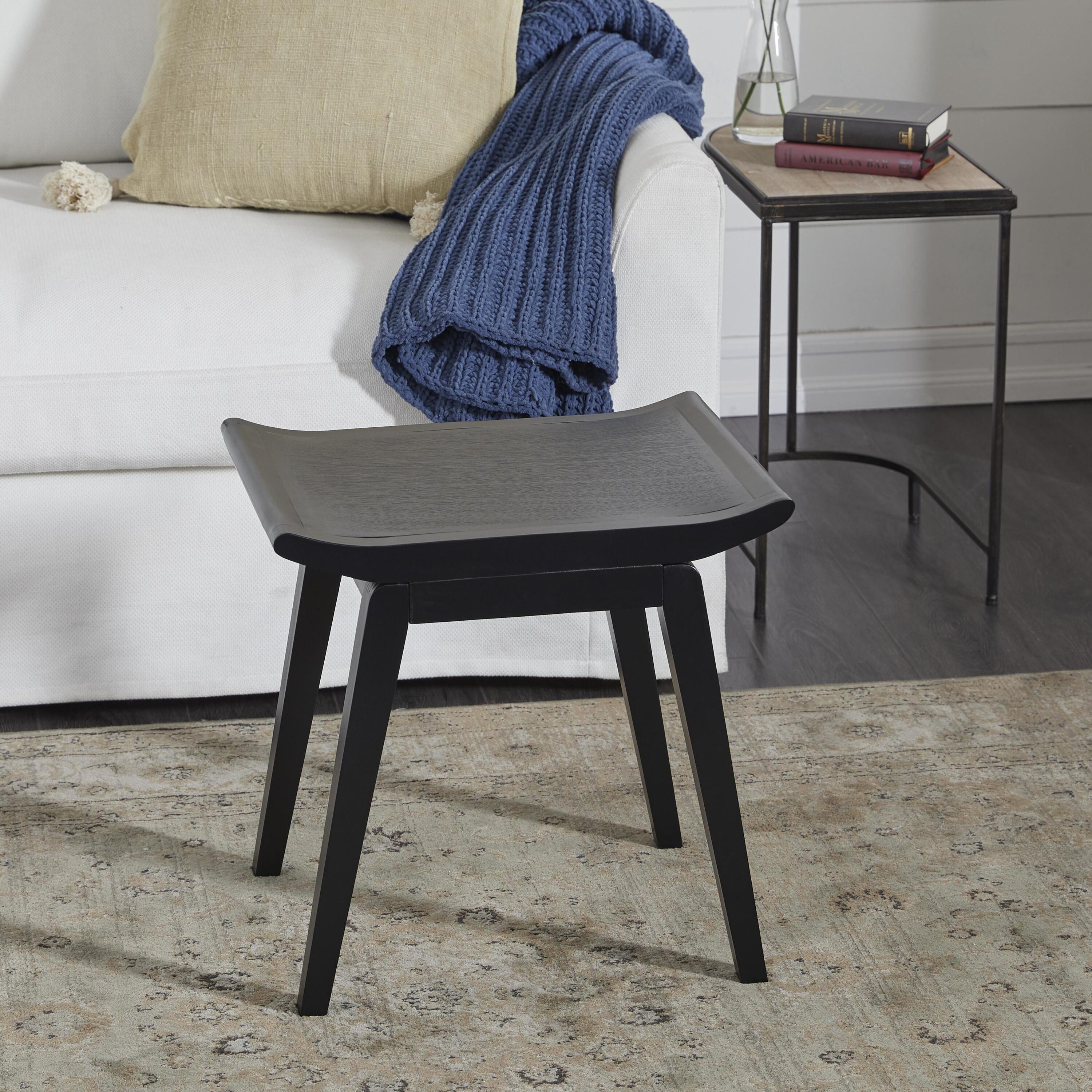 Grayson Lane 90640 Modern Black Wooden Ottoman