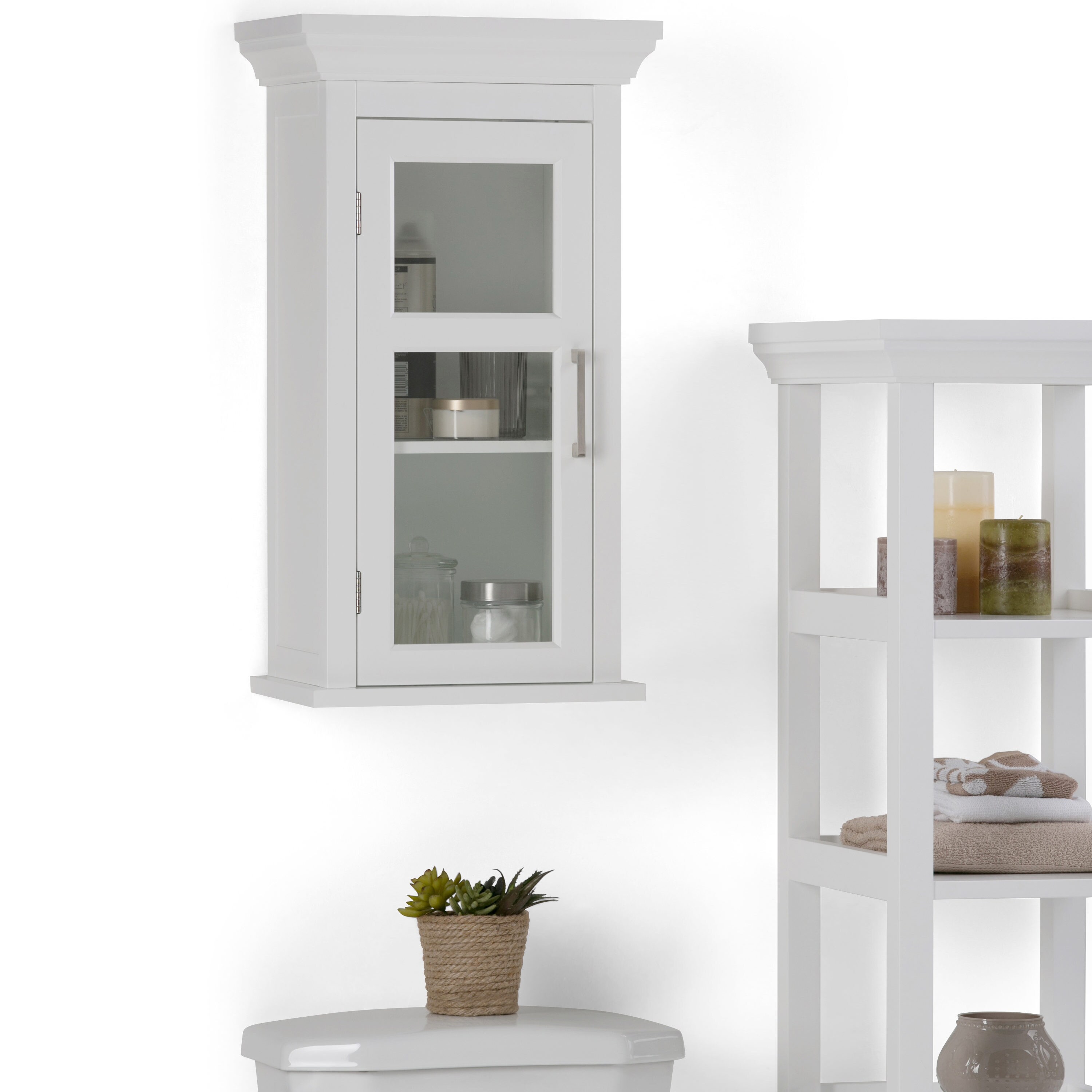 Pure White Rubberwood Single Door Wall Cabinet