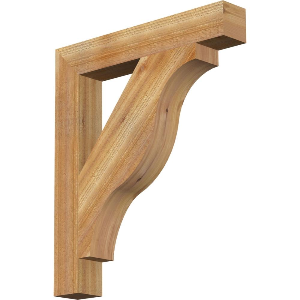 Ekena Millwork BKT04X26X30FST05RWR Funston Block Rough Sawn 4-in x 26-in x 30-in Western red cedar Brown Wood Standard bracket