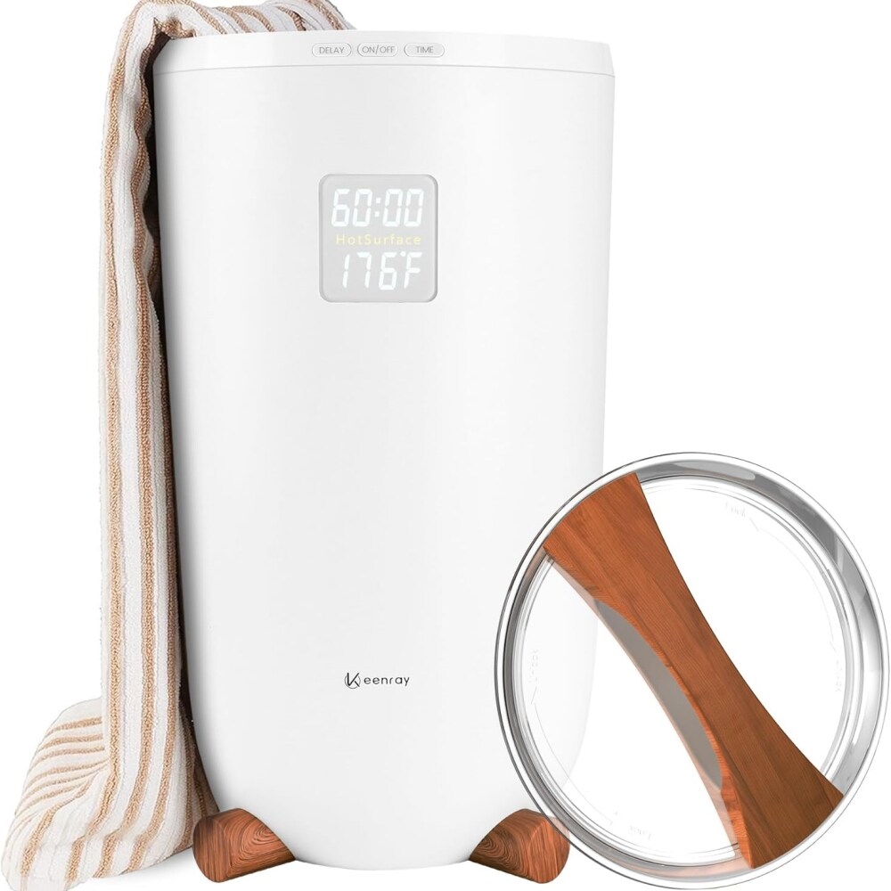 Keenray US-RWTW-CL45 Towel Warmer for Bathroom Luxury Towel Warmer Bucket with Timer LED Display for Time and Temperature Delay Time Up to 24 Hours