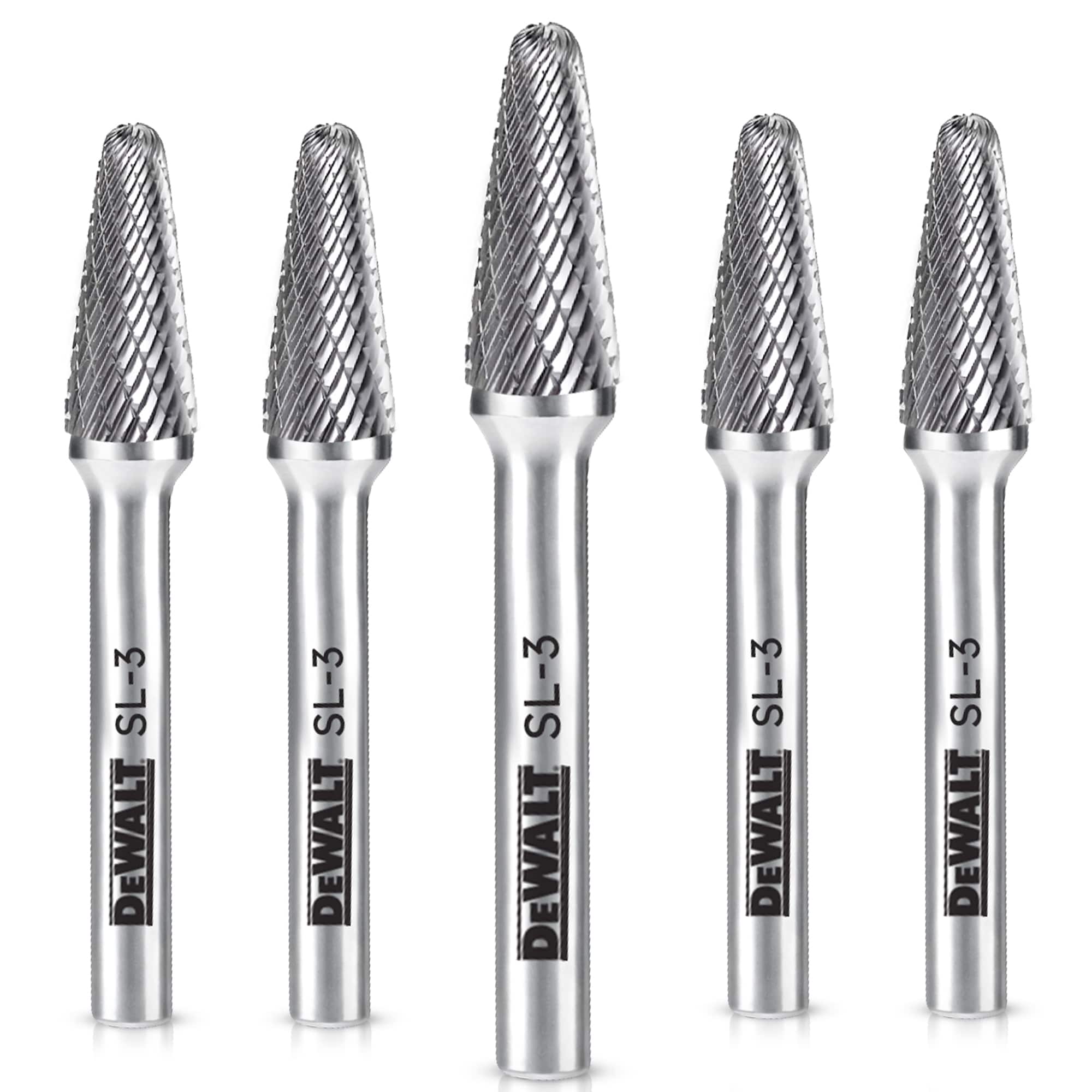 DEWALT 5 PACK CARBIDE BURR SIZE SL-3 WITH 1/4 INCH SHANK