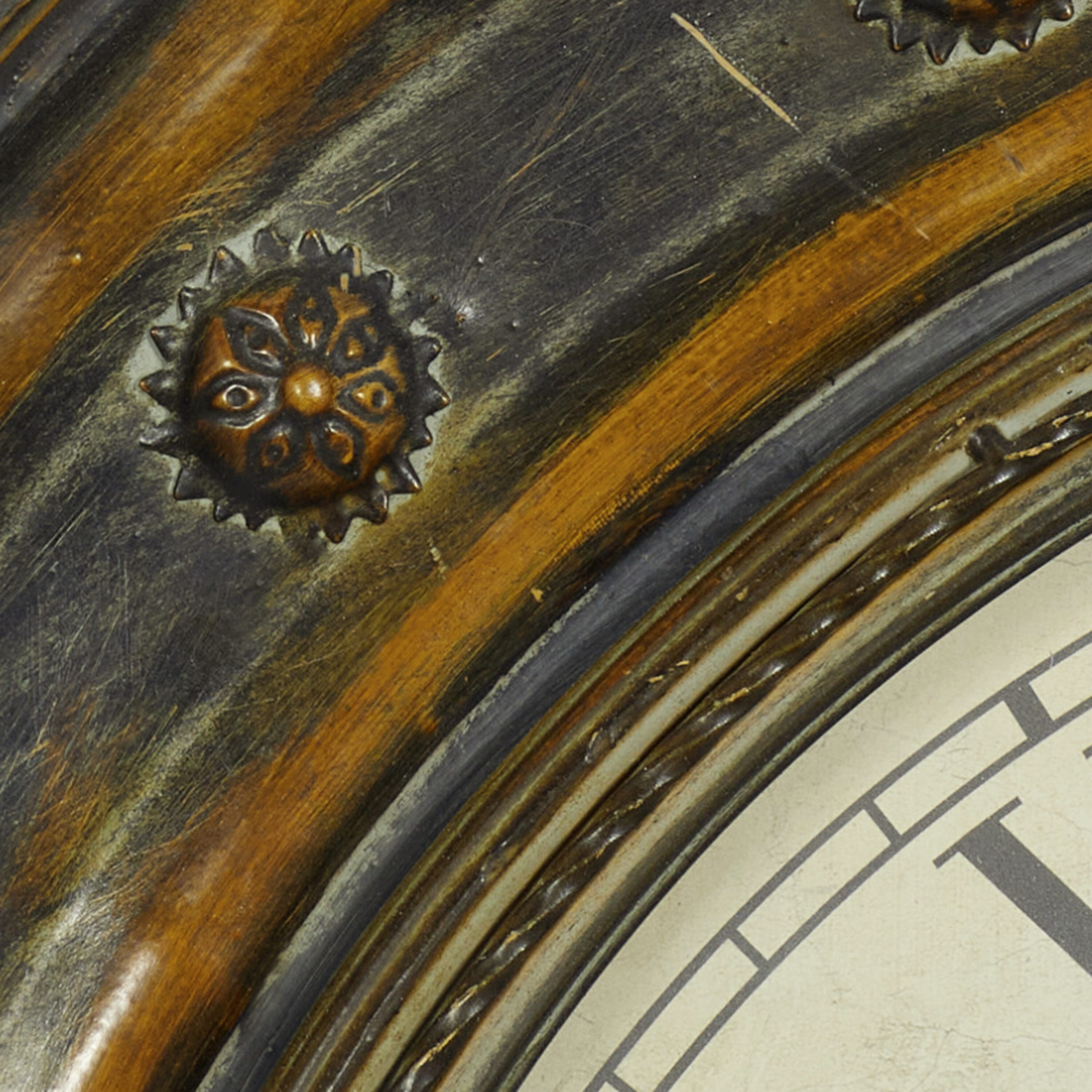 36'' Brown Metal Leaf Medallion Wall Clock with Scrolled Vines