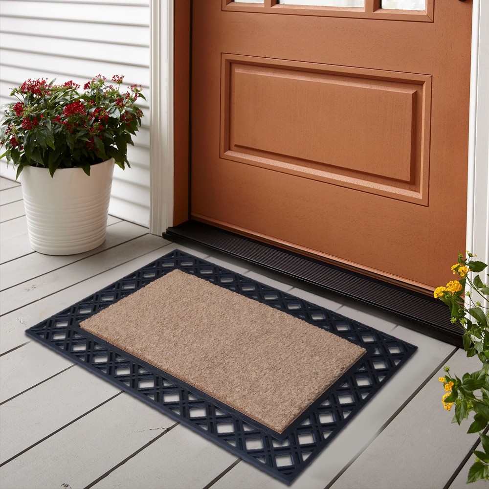 allen + roth 2-ft x 3-ft Black Rectangular Indoor Door Mat in the Mats  department at