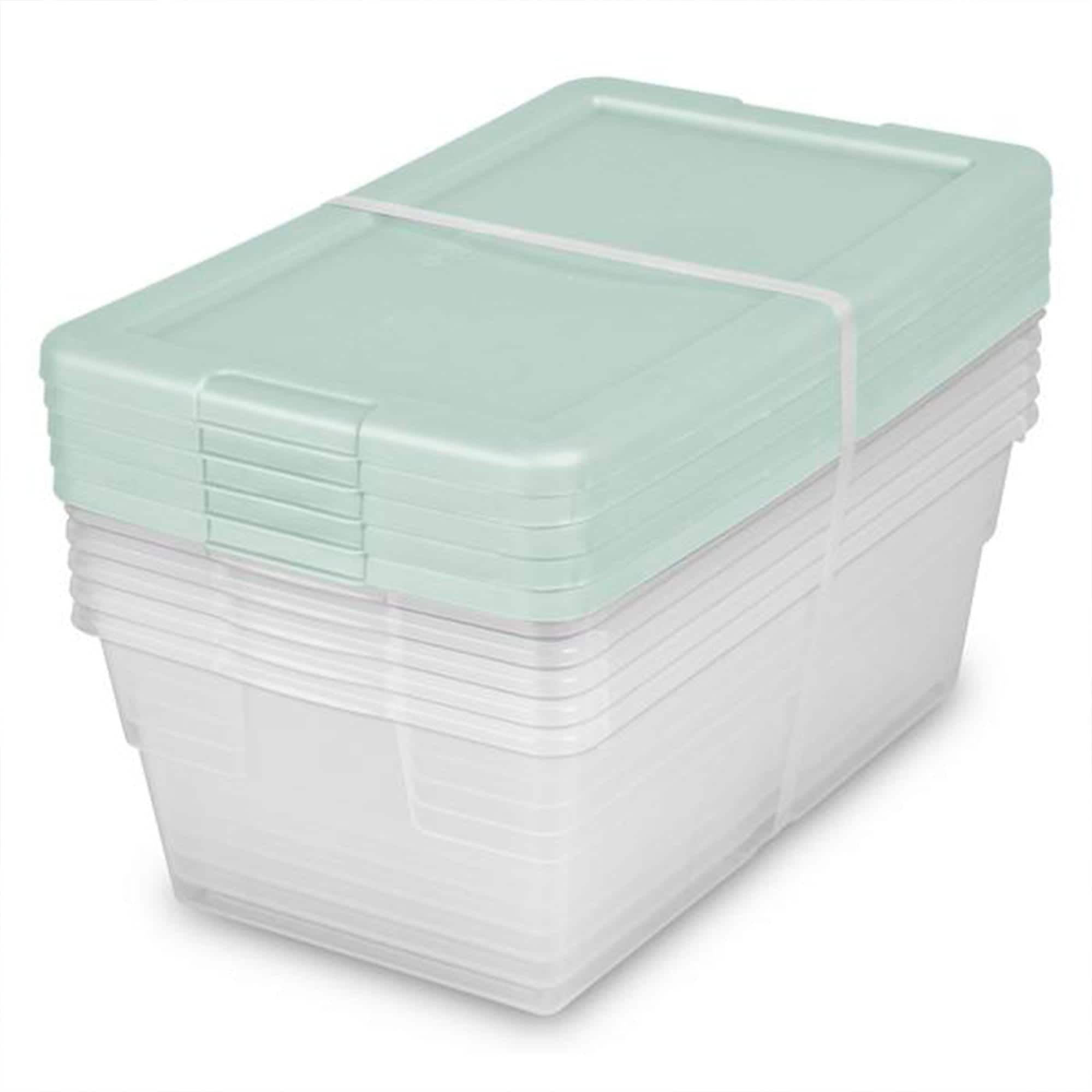 Sterilite 412580 5-Pack Stackable Storage Bin with Lid Clear Plastic Design 6 Quart