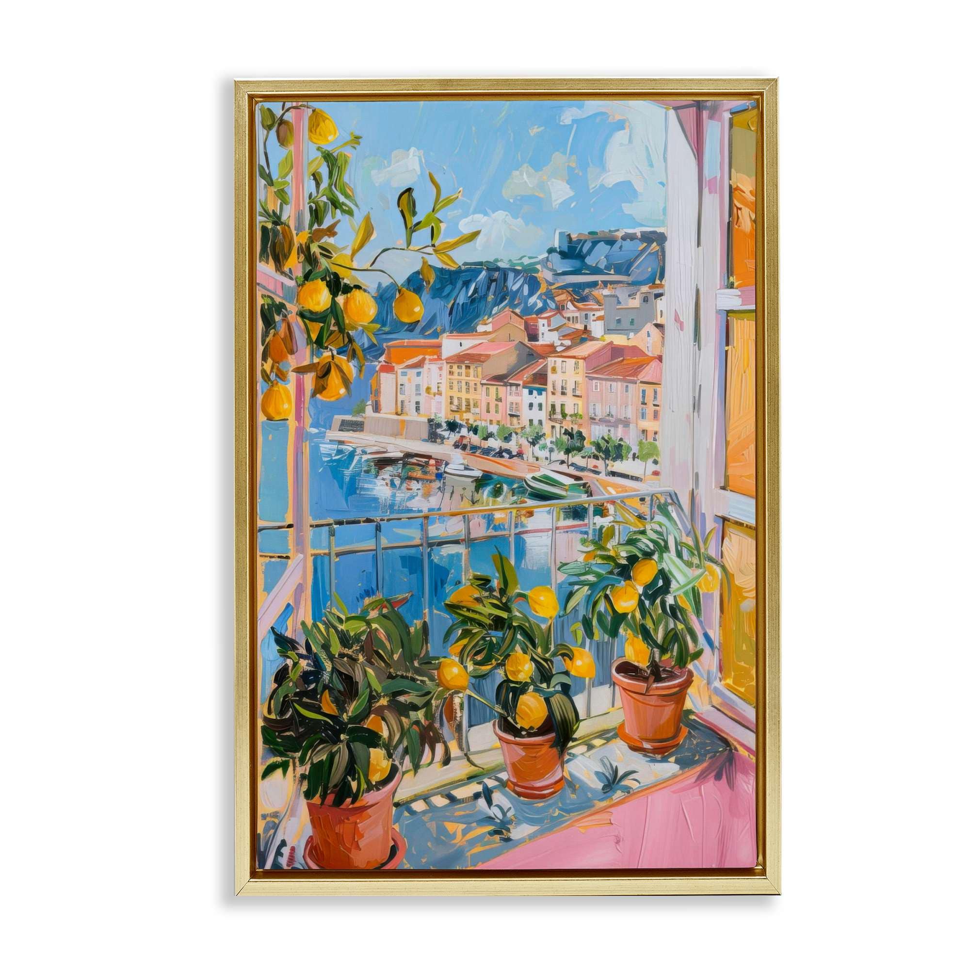 Stupell Industries BT-894-FFG-20X30 Seaside Town Window View Floating Frame design by LSR Design Studio