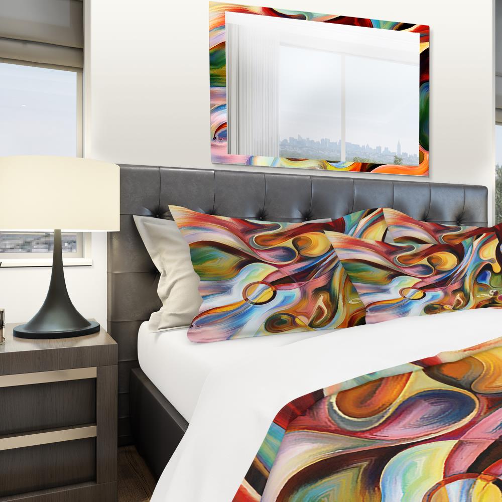 King Size Multicolor Abstract Microfiber Duvet Cover Set