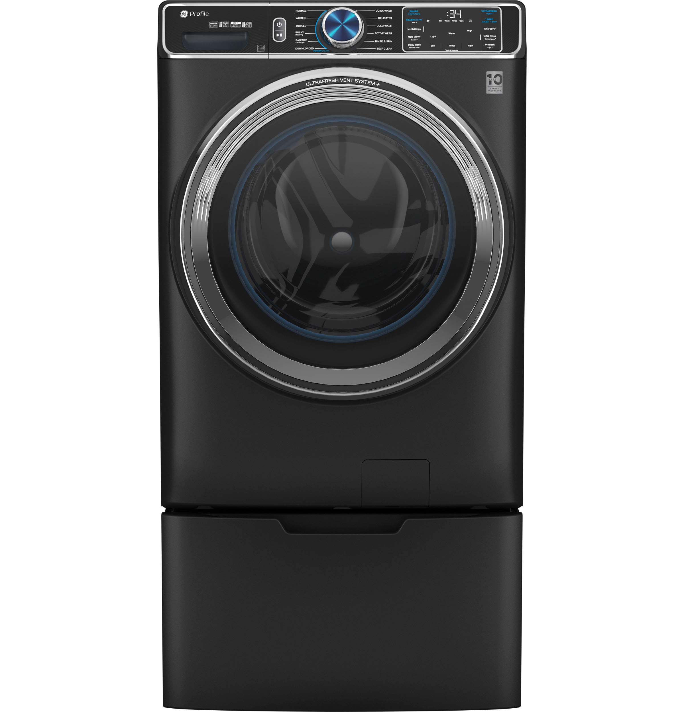 LG TurboWash 360 5-cu ft High Efficiency Stackable Steam Cycle Smart  Front-Load Washer (Black Steel) ENERGY STAR