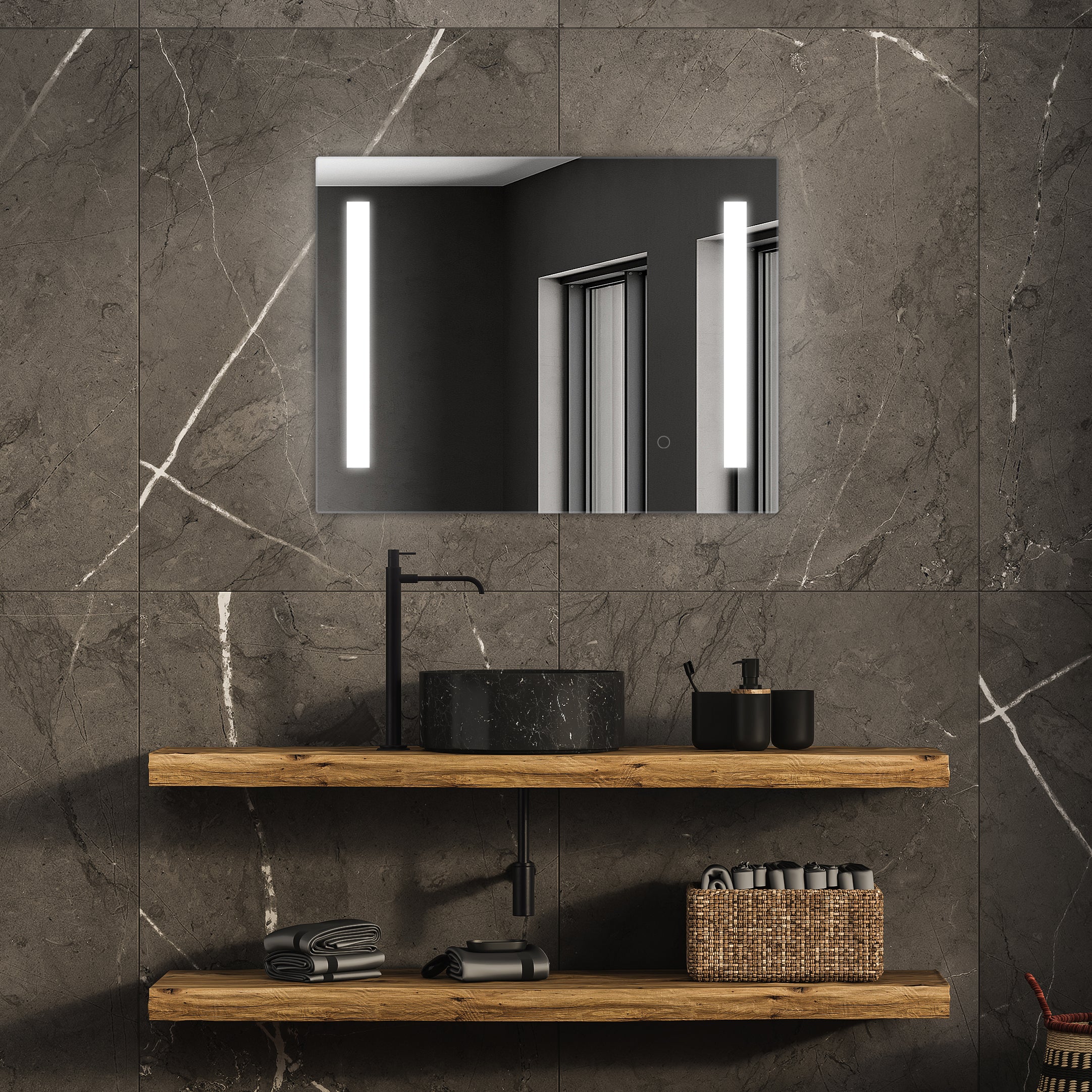 Dreamwerks LCNM001 26-Inches x 26-Inches Polished Frameless Rectangle Dimmable LED Lighted Bathroom Vanity Mirror ( Frameless mirror )