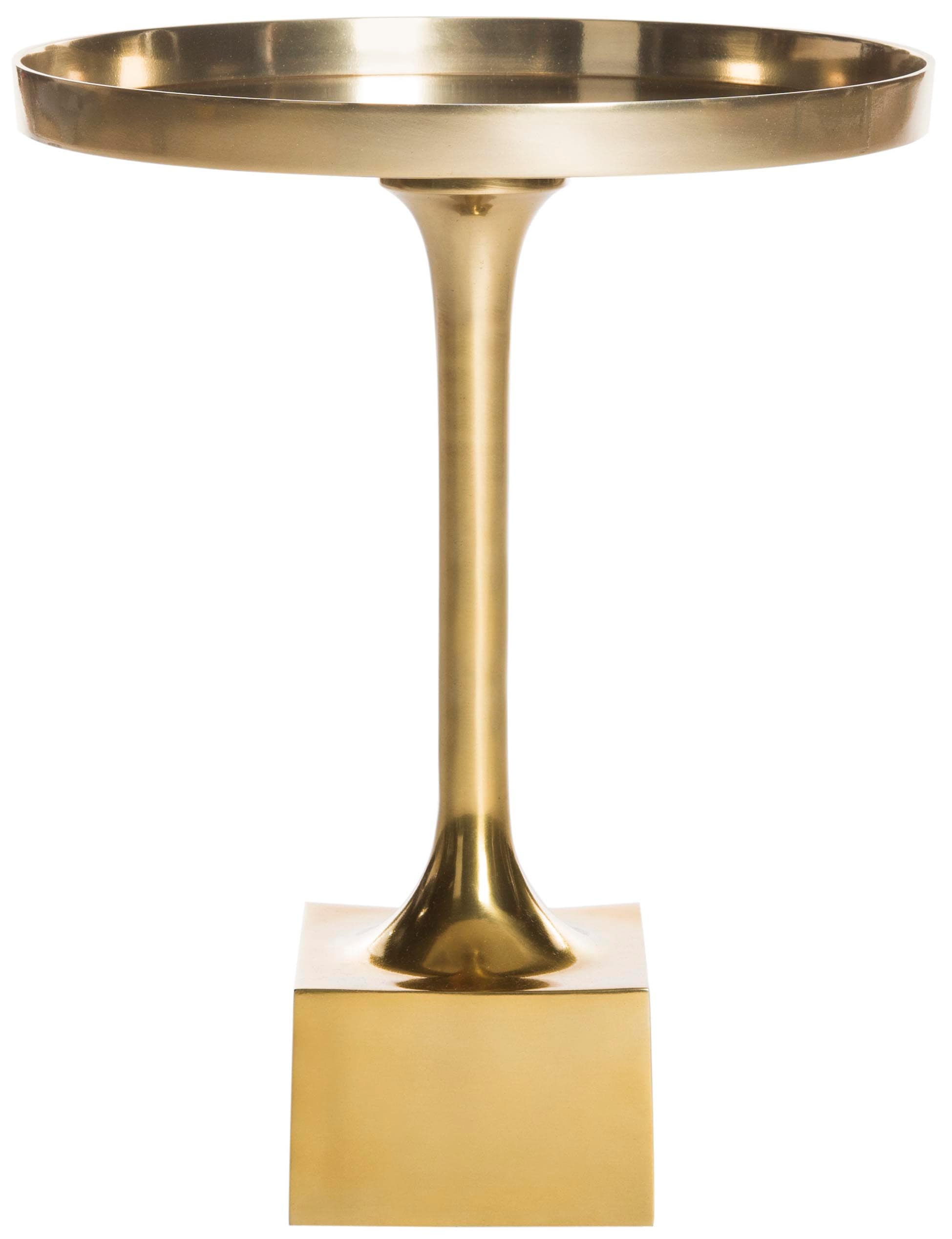 Safavieh FOX5519A Leila 16-in W x 20.0-in H Antique Brass Metal Round Glam End Table