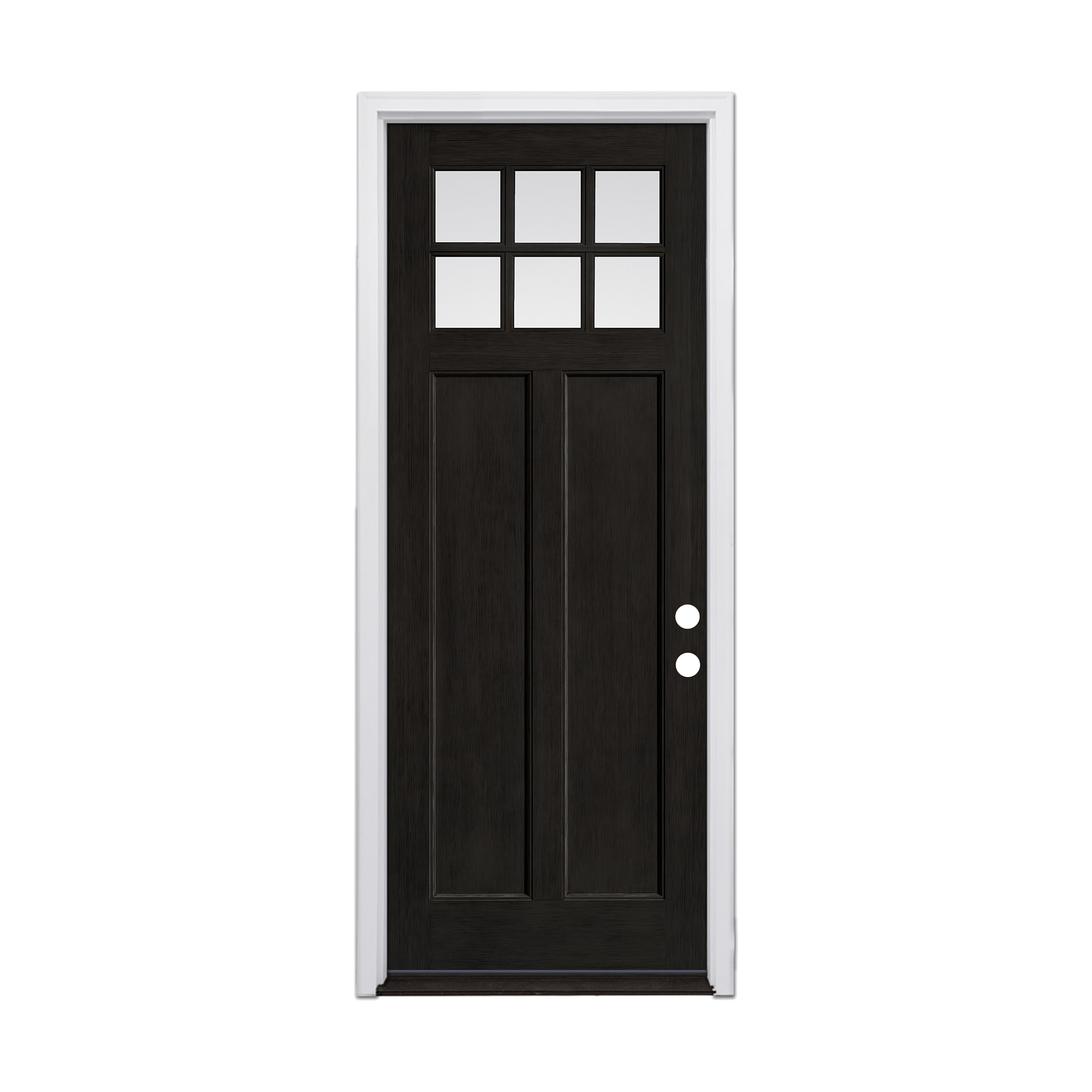 Therma-Tru 36-in x 96-in Fiberglass 1/4 Lite Stained Prehung Front Door with Brickmould Insulating Core