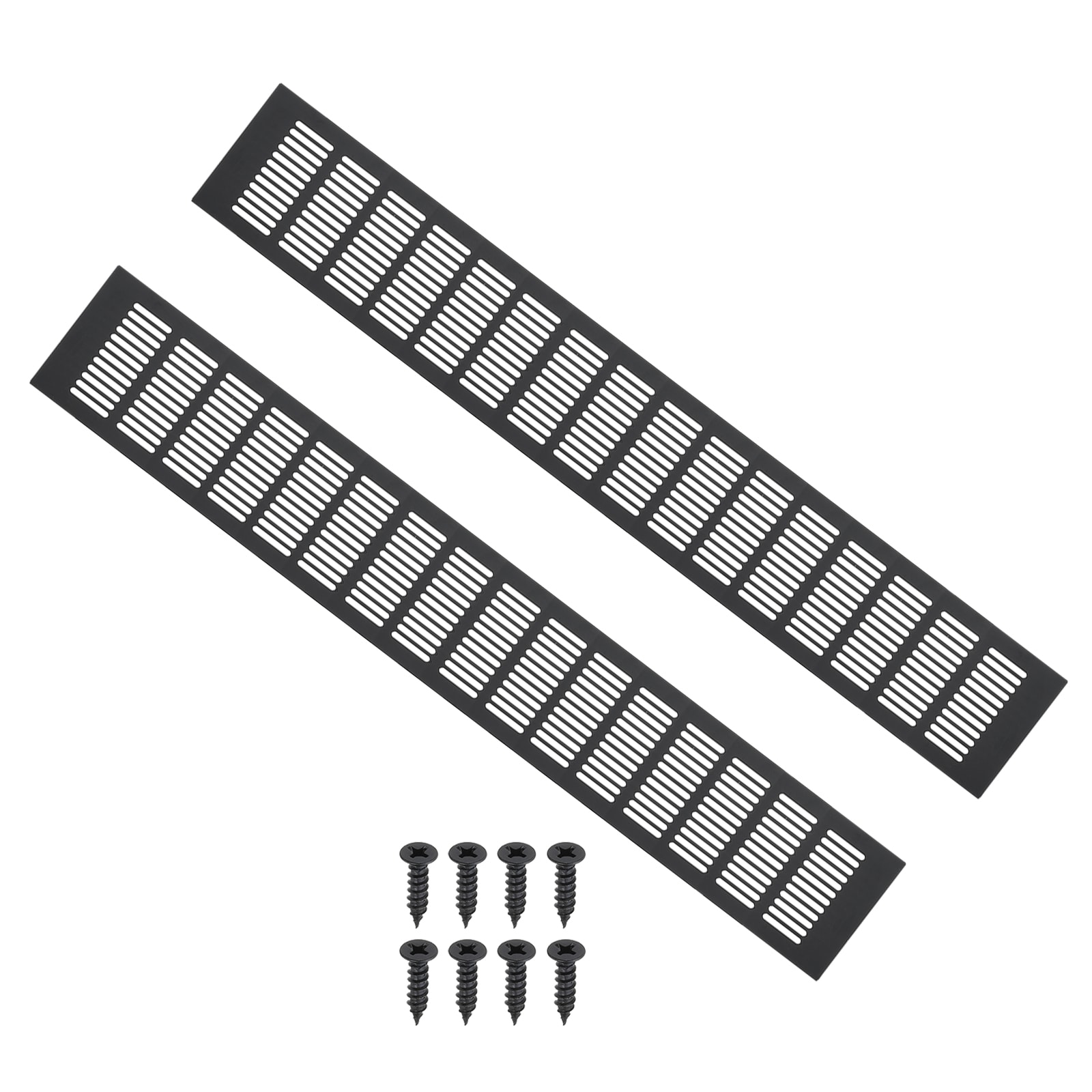 PATIKIL 23.6 x 4inch Door Air Vent Cover 2pcs Aluminum Grille Ventilation Cover Louvered with Mounting Screws for Cabinet Wardrobe Door Black