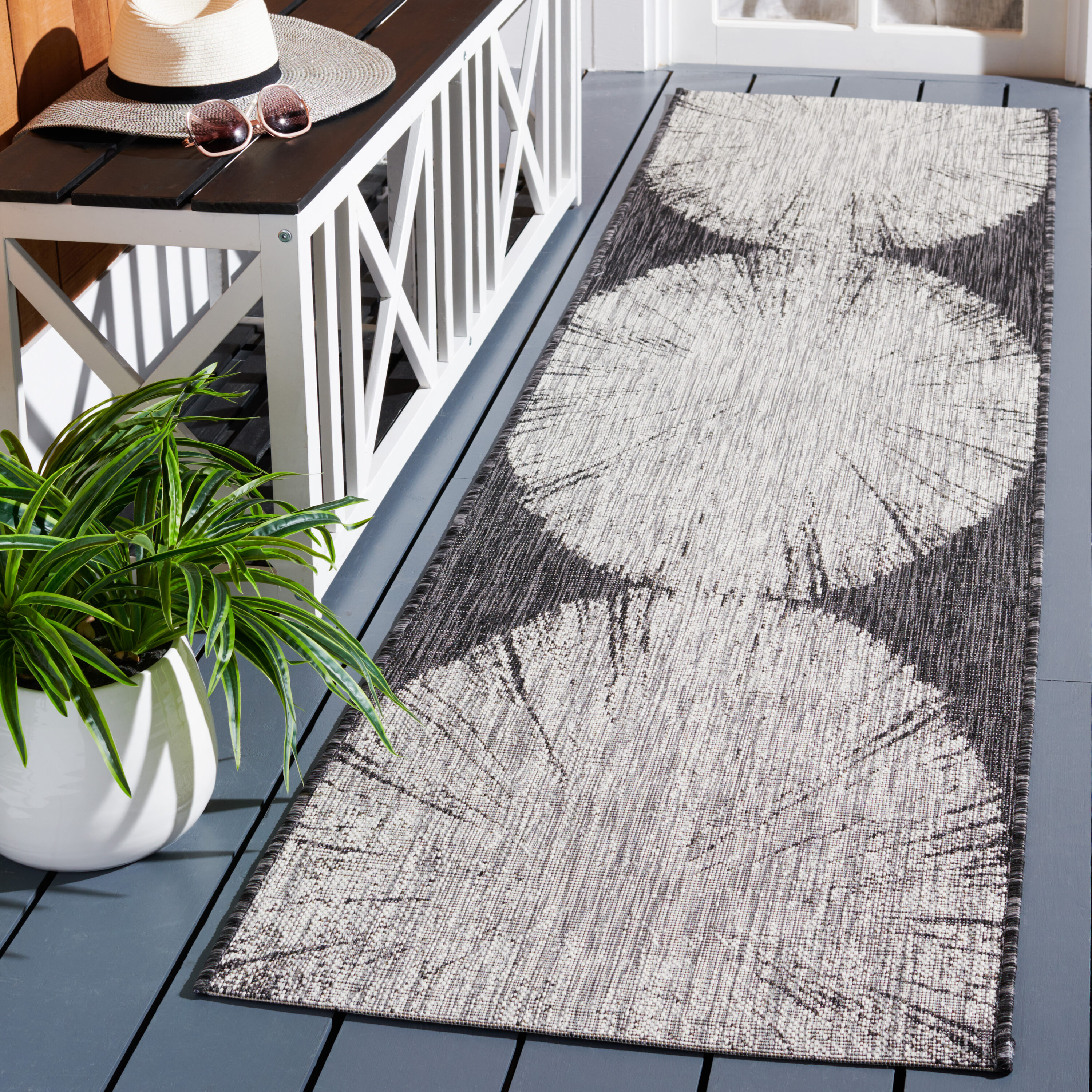 Safavieh - Courtyard  Cy8893-37621 Grey Black 2 x 8 Rectangular Runner rug