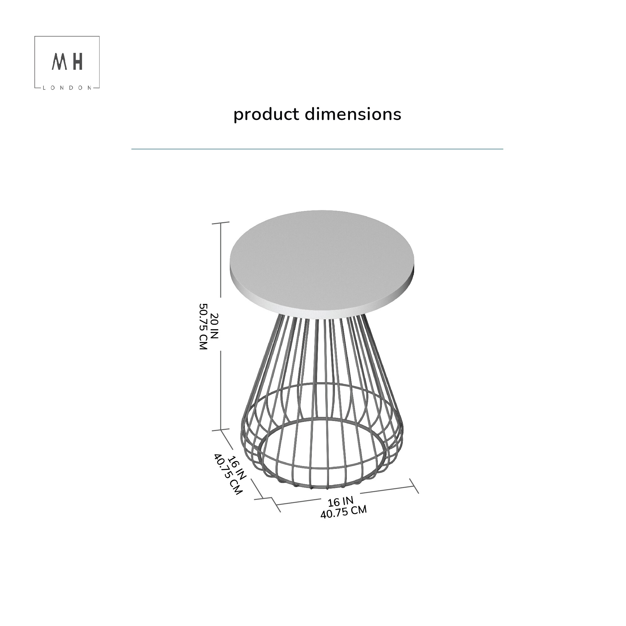 MH LONDON Wentworth 16-in W x 20-in H Black Wood Round Modern End Table ...