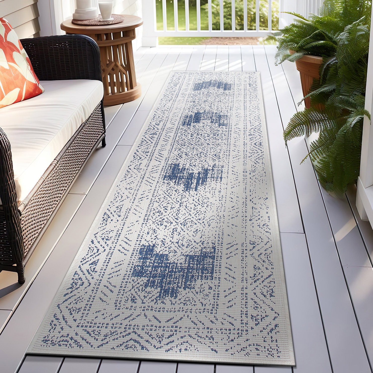 World Rug Gallery 4029BLUE2X7 2 x 7 (ft) Loomed Synthetic Blue Rectangular Indoor/Outdoor Runner rug