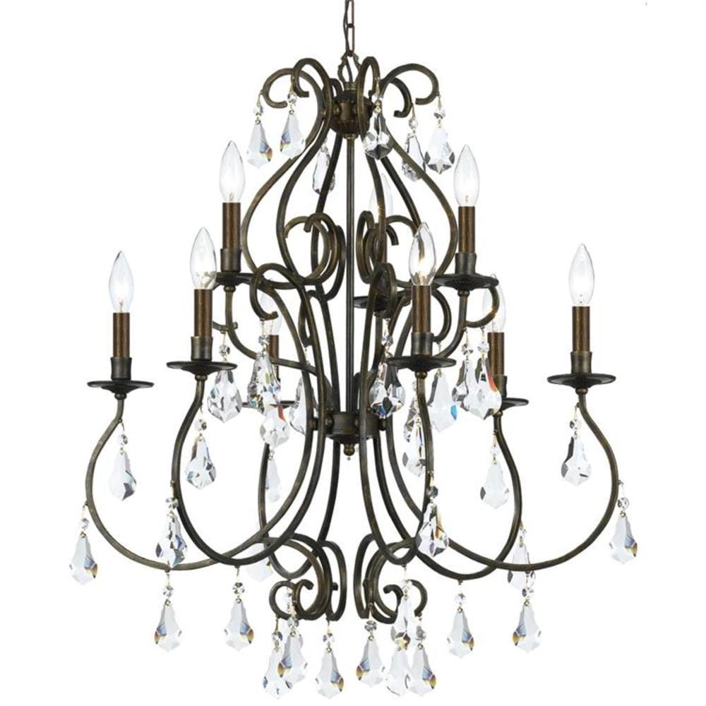 Crystorama 5019-EB-CL-S Ashton 9 -Light Distressed Bronze Rustic Crystal For Use in Bedrooms, Dining Rooms, Foyers, Kitchens, Living Rooms Chandelier