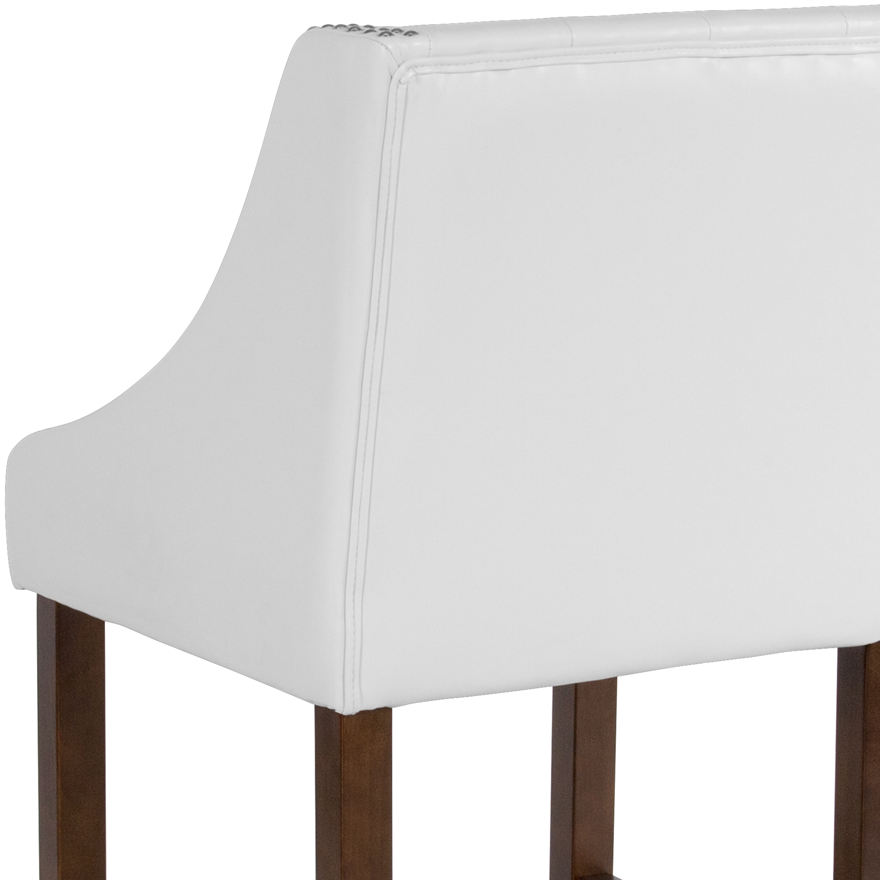 Walnut Wood and White Leather Swivel Saddle Stool, 32"