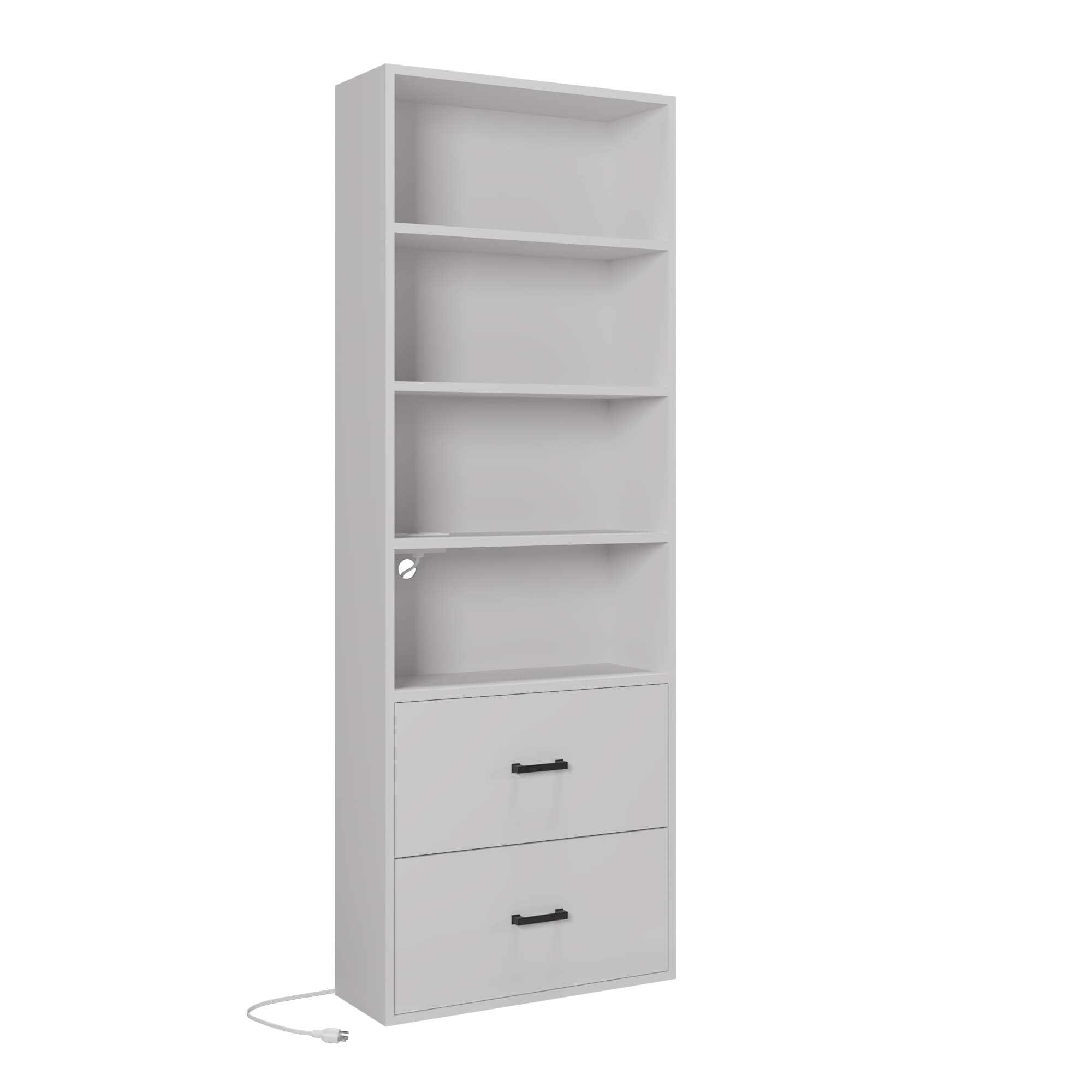 Outopee LO1G52005333 White MDF 4 -Shelf Bookcase ( 23.62-in W x 70.87-in H x 9.25-in D ) Finished