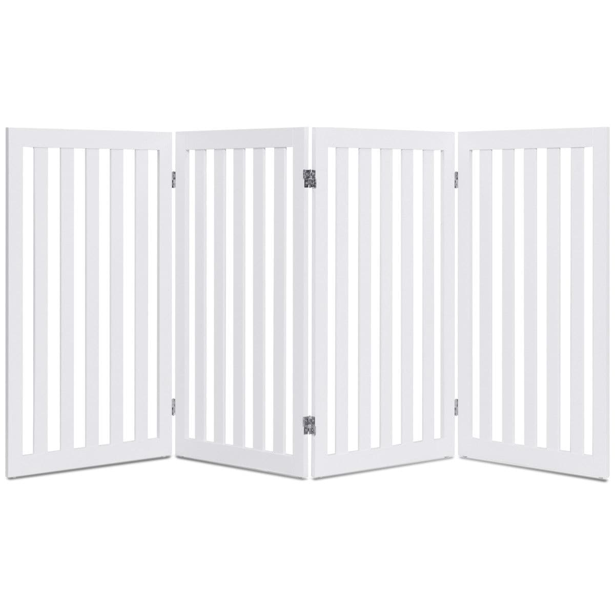 WELLFOR 35-in H Freestanding Expandable White Wood Pet Gate in the Pet ...