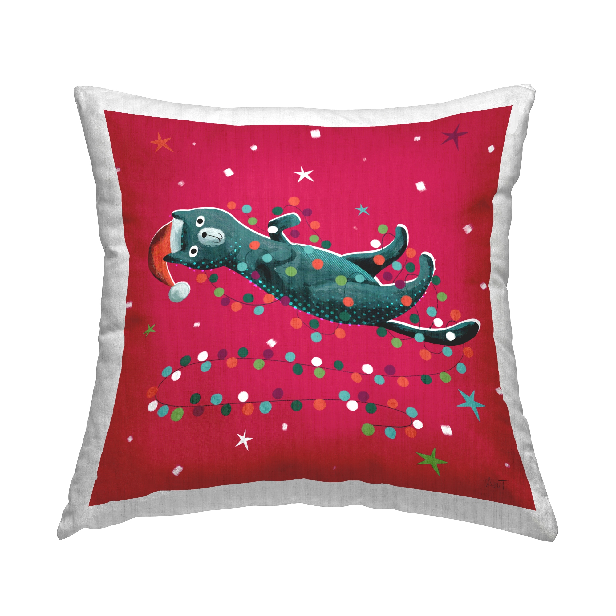 Stupell Industries PLB-464-SQW-18X18 18-in x 18-in Red Square Indoor Decorative Pillow