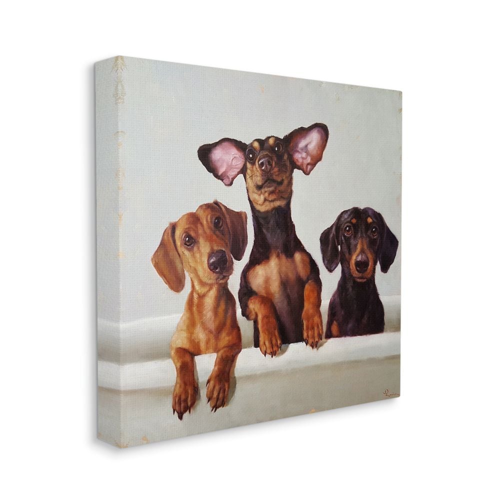 Stupell Industries AB-232-CN-24X24 Dachshunds in the Tub Pet Dog Bathroom Painting Lucia Heffernan Gallery Wrapped Canvas 24-in H x 24-in W Animals Canvas Print