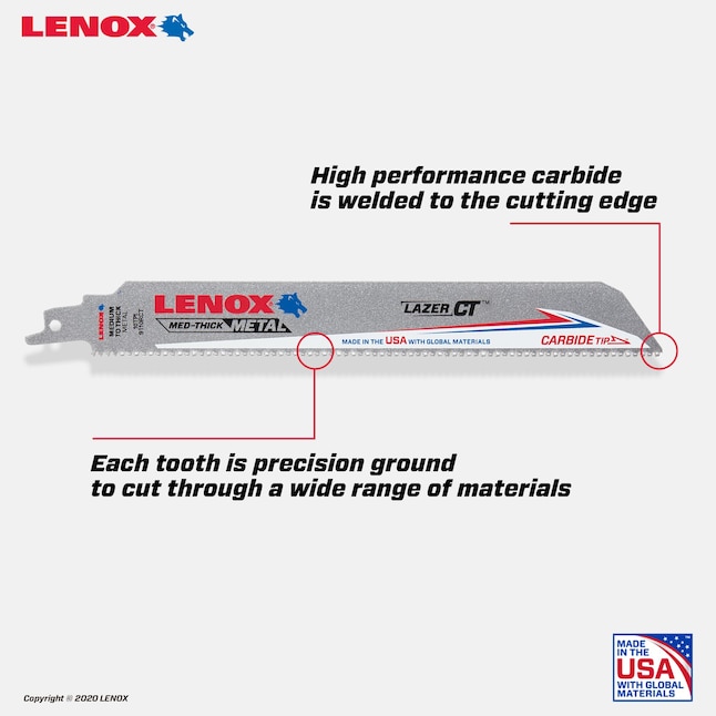 LENOX LNX CT 12-in 6TPI Reciprocating BLD 3-CT LENOX LNX CT 12-in 6TPI Reciprocating BLD 3-CT