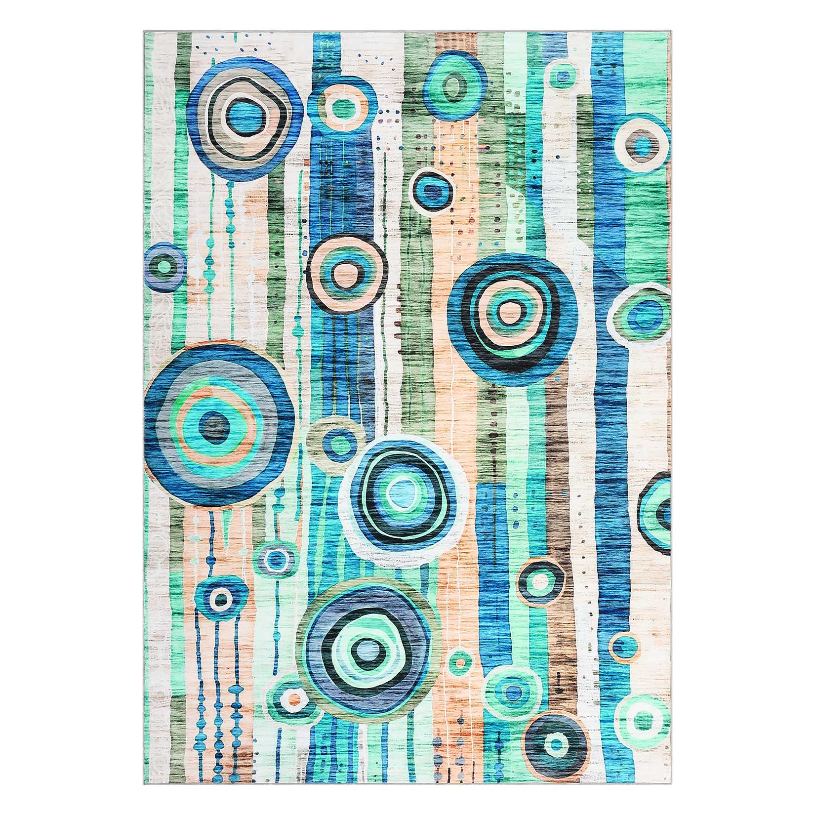 Qeetex LSN-PHO-163NIKK0 10 x 13 ft Pearl Velvet Blue Rectangular Hallway Bathroom Entryway Kitchen Office Foldable Flower Printed Modern Abstract Washable Area Rug