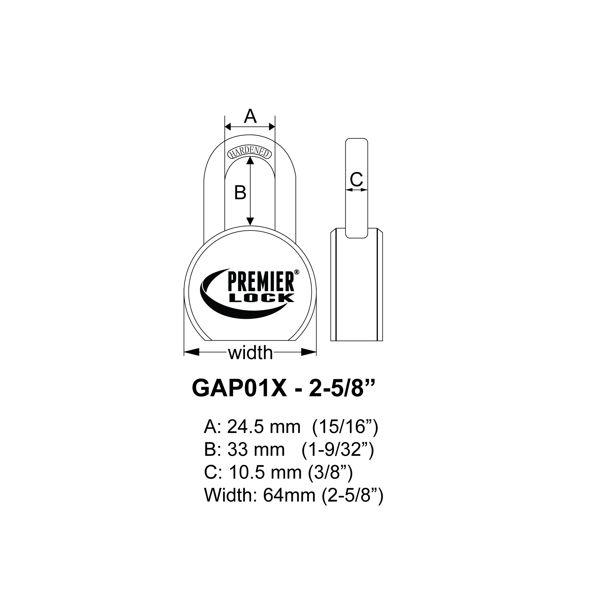 Premier Lock GAP01X-KA-24 Padlocks-Locks-Cables - View #5