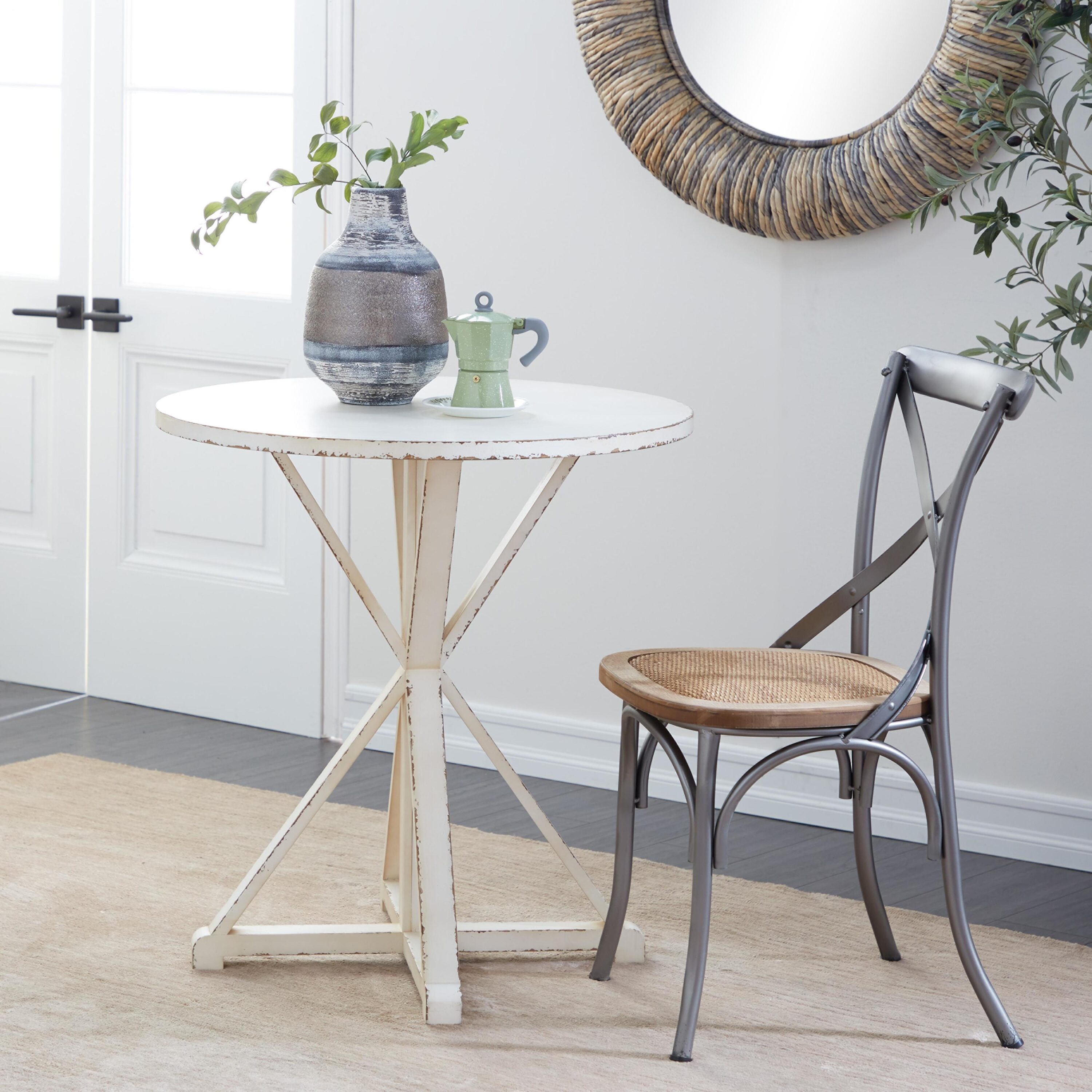 Grayson Lane 70136 29-in W x 31-in H White Wood Round Farmhouse End Table