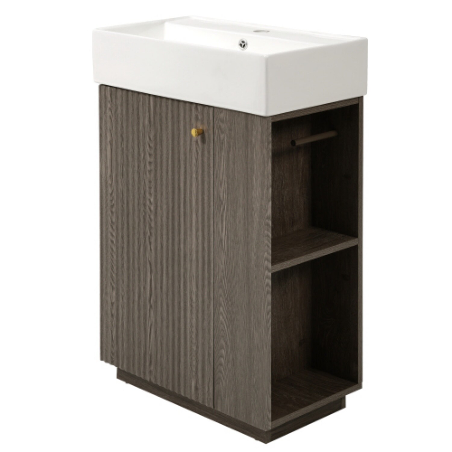 Dimakai 21.6 Inch Bathroom Vanity with Ceramic Sink - Soft-Close Door and Side Storage