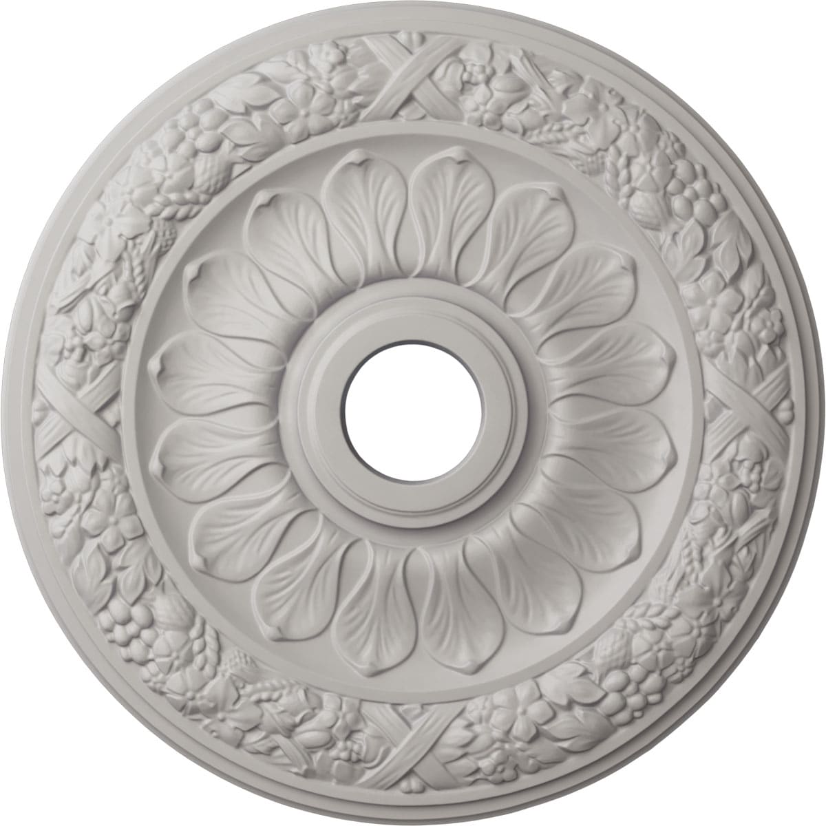 Ekena Millwork CM24SWUWF Swindon 24-in W x 24-in L Ultra Pure White Polyurethane Ceiling Medallion