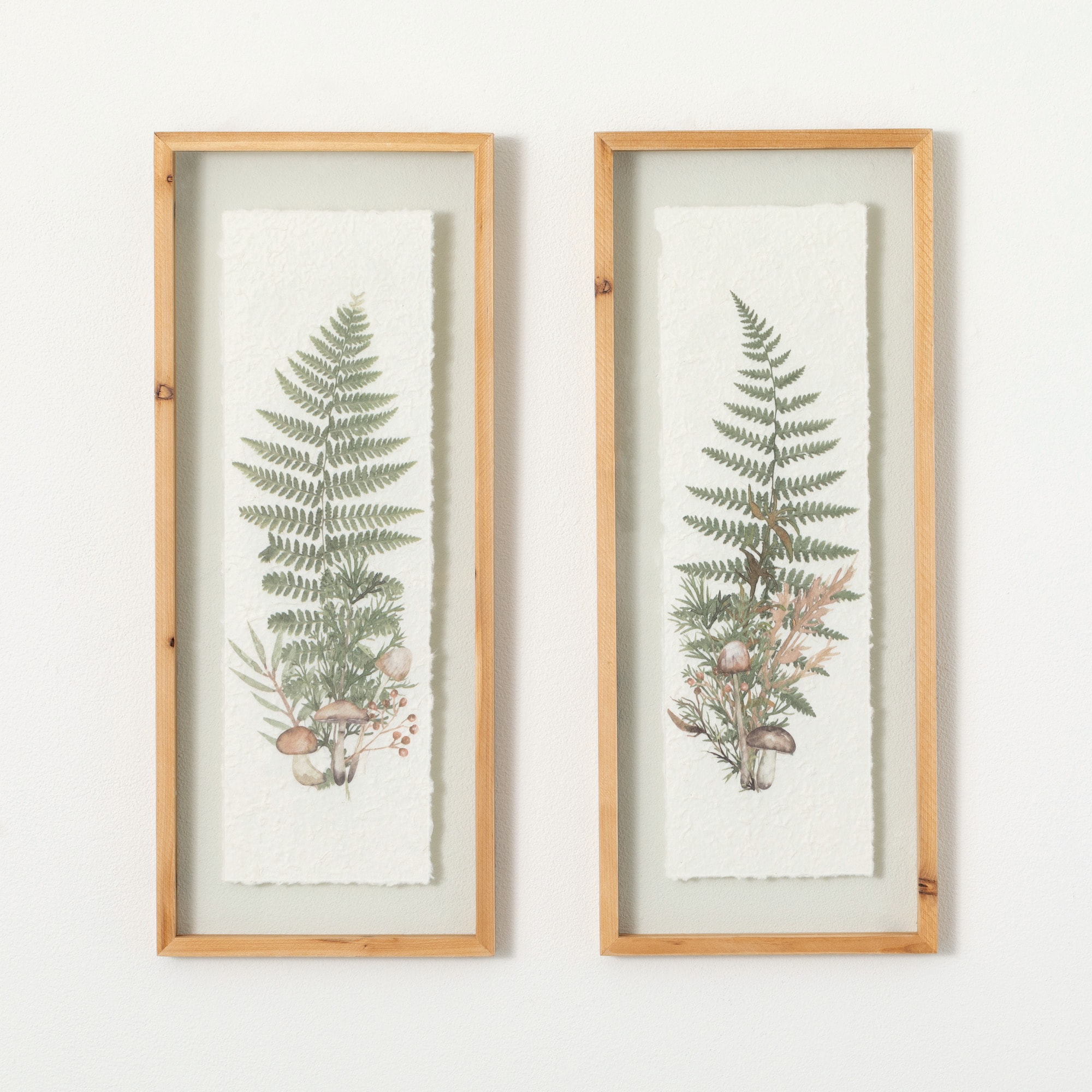 Sullivans N3144  Plant Wall Decor Set of 2 24.5", Multicolor Brown Wood Framed 24.5-Inches H x 10-Inches W Botanical Wood Print