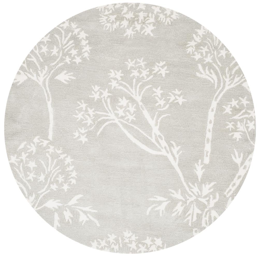 Safavieh BEL131B-5R Bella Lani 5 x 5 (ft) Tufted Synthetic Slate/Ivory Round Indoor Floral/Botanical Farmhouse/Cottage Area rug