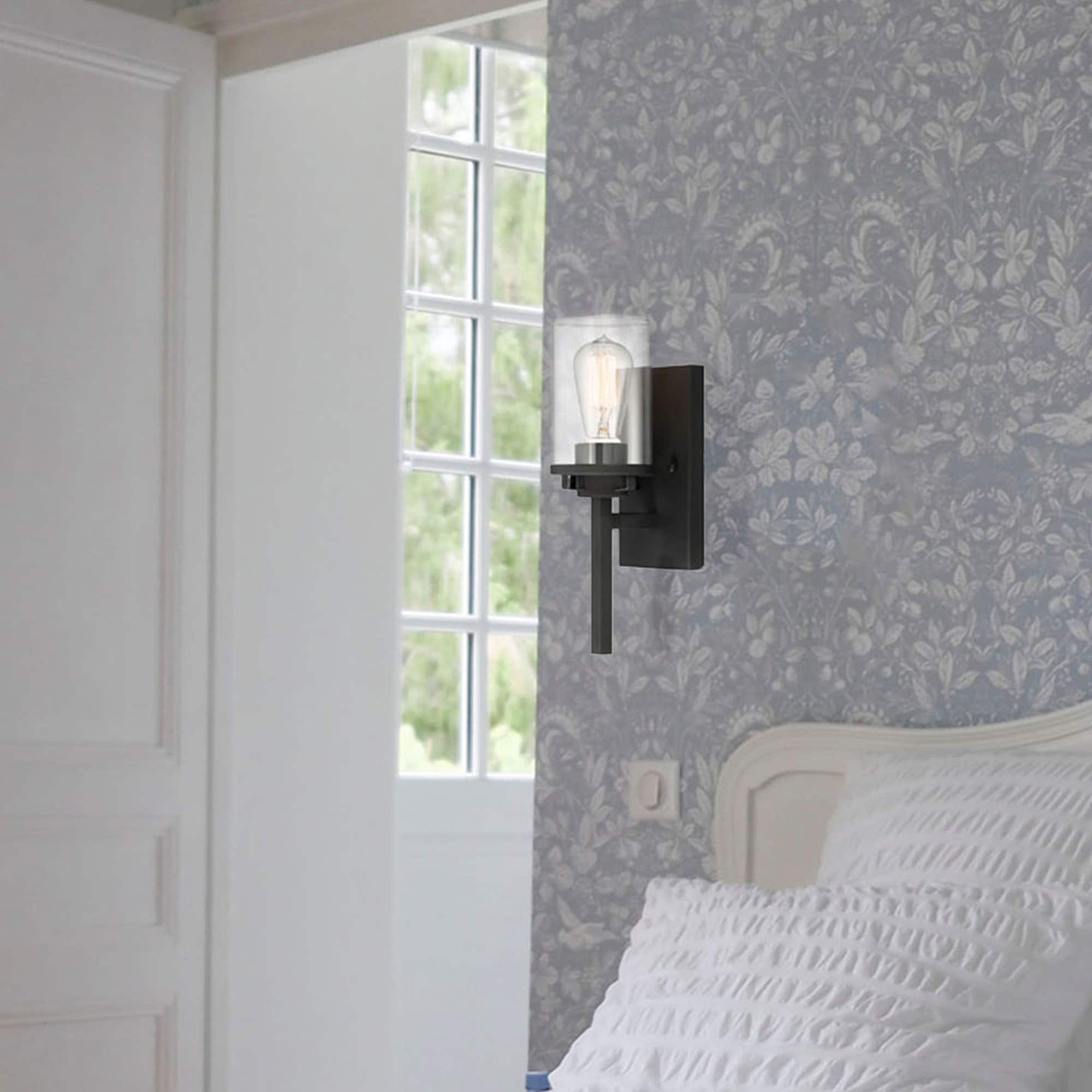 Jedrek Transitional Black Steel Dimmable Wall Sconce