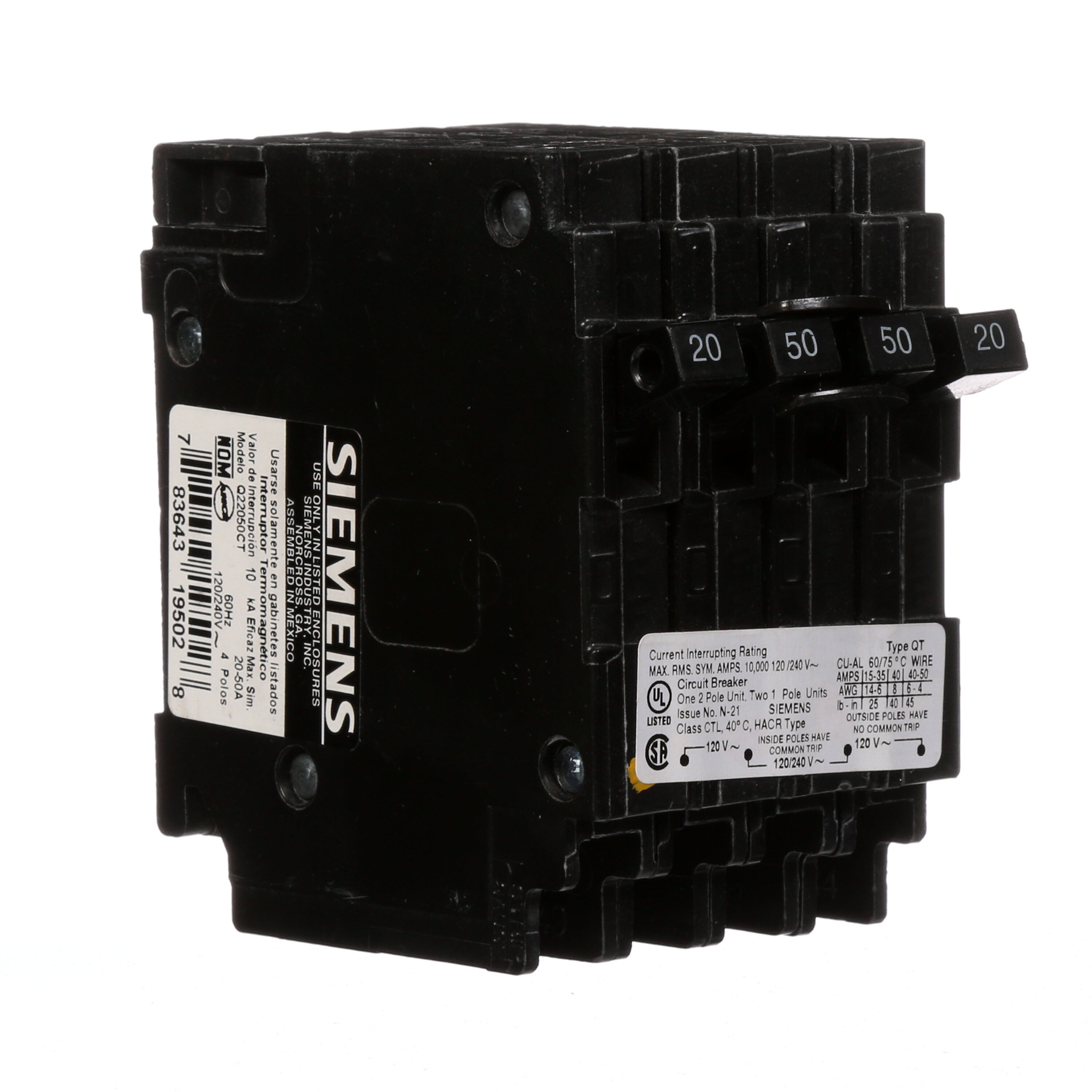 NEW CUTLER-HAMMER EATON BQ240240 QUAD CIRCUIT BREAKER 40/40 AMP 120/240 VAC NEW CUTLER-HAMMER EATON BQ240240 QUAD CIRCUIT BREAKER 40/40 AMP 120/240 VAC