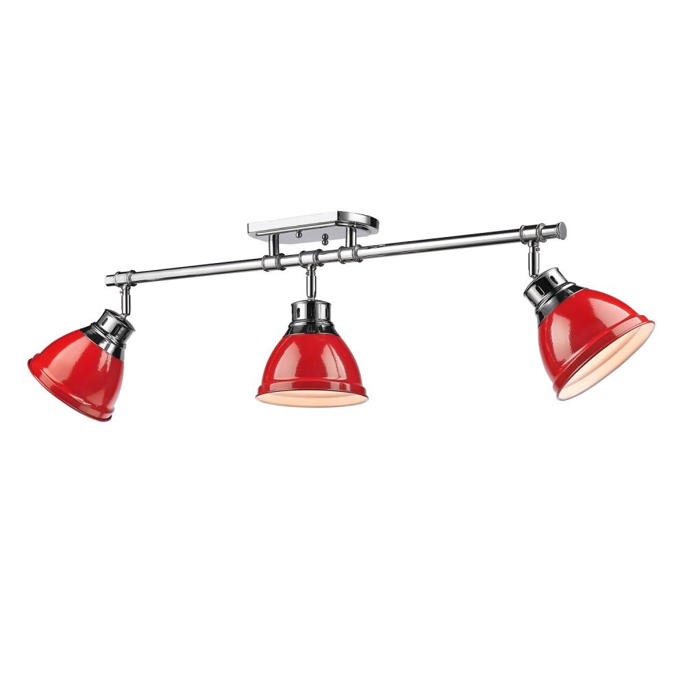 Golden Lighting 3602-3SF CH-RD Duncan 3 -Light 35.38-in Polished Chrome Semi Flush Mount Light