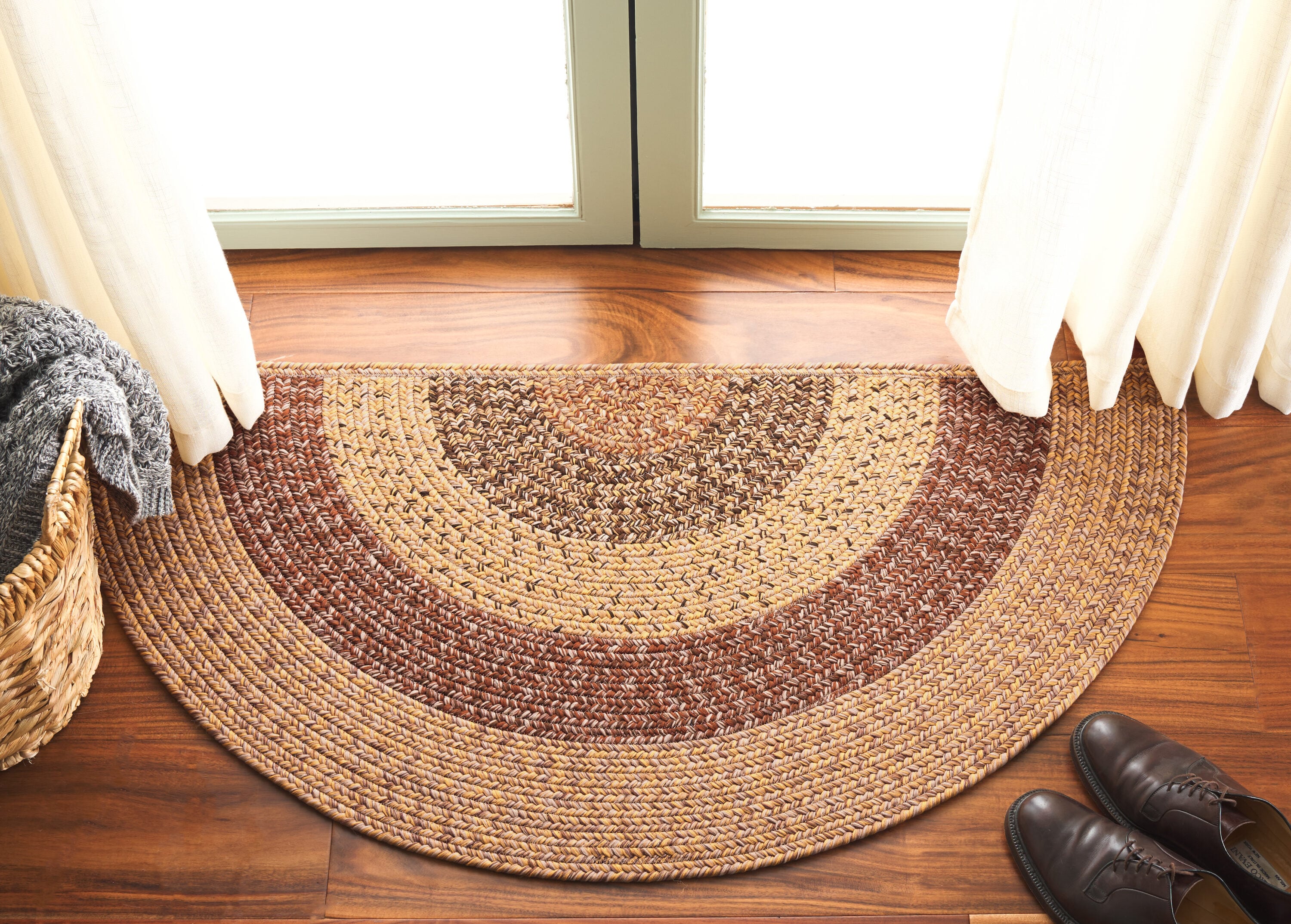 Braded Rugs 318B Beige/Brown 2ft x 4ft Country Floral Rug