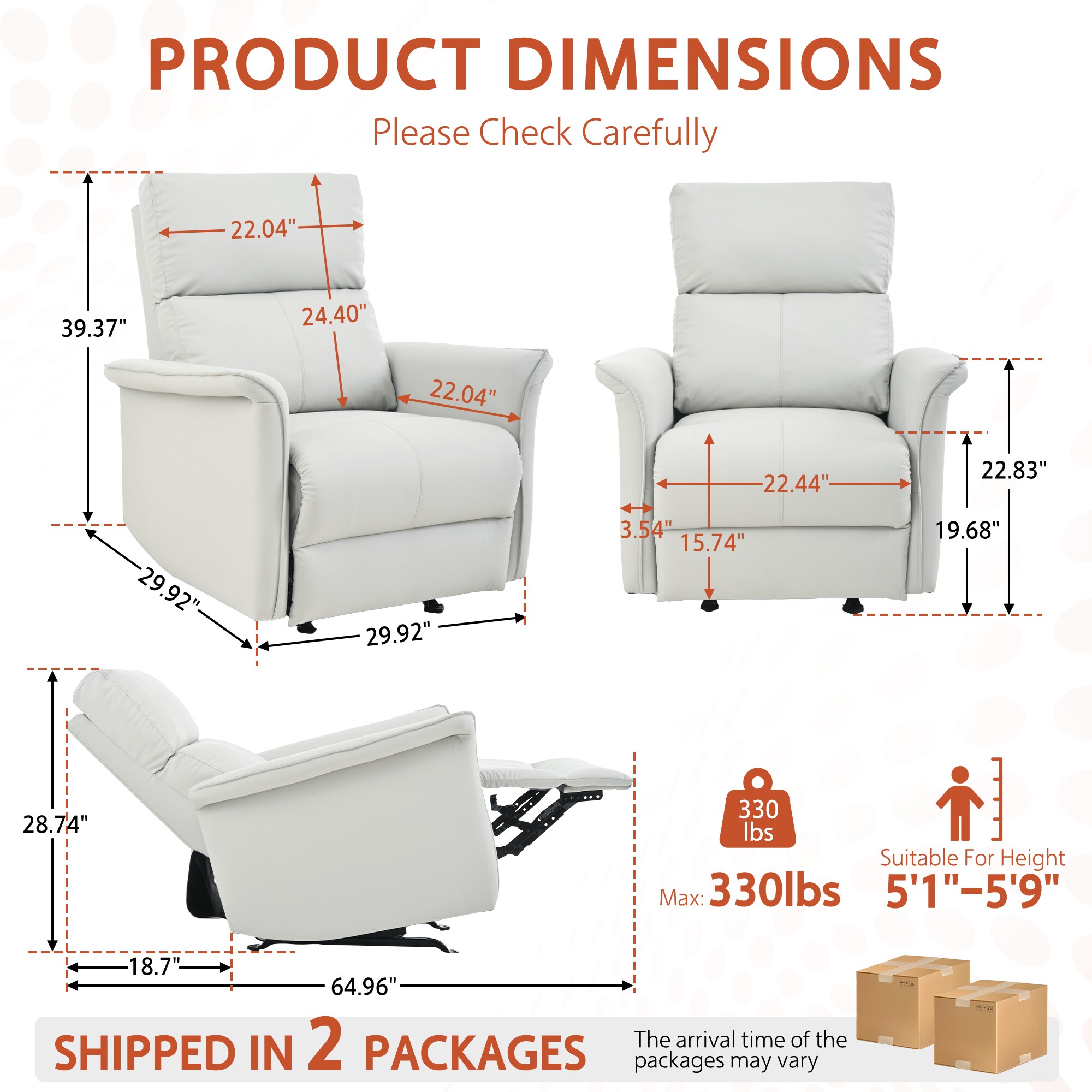 Homy Casa RE1028-06-GY recliners - View #4