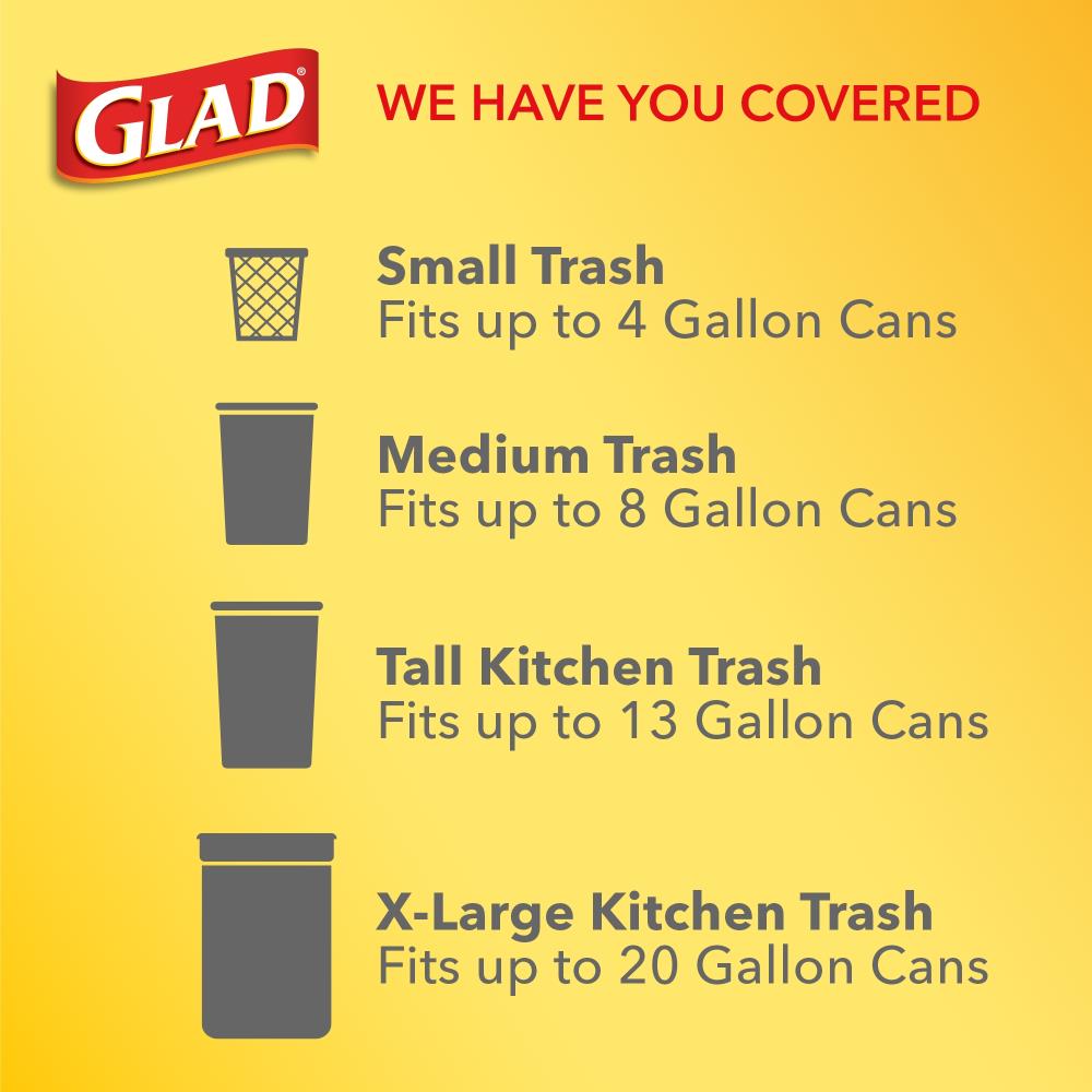  Glad Small Drawstring Trash Bags with Clorox, 4 Gallon, Lemon  Fresh Bleach Scent, 34 Count : Health & Household