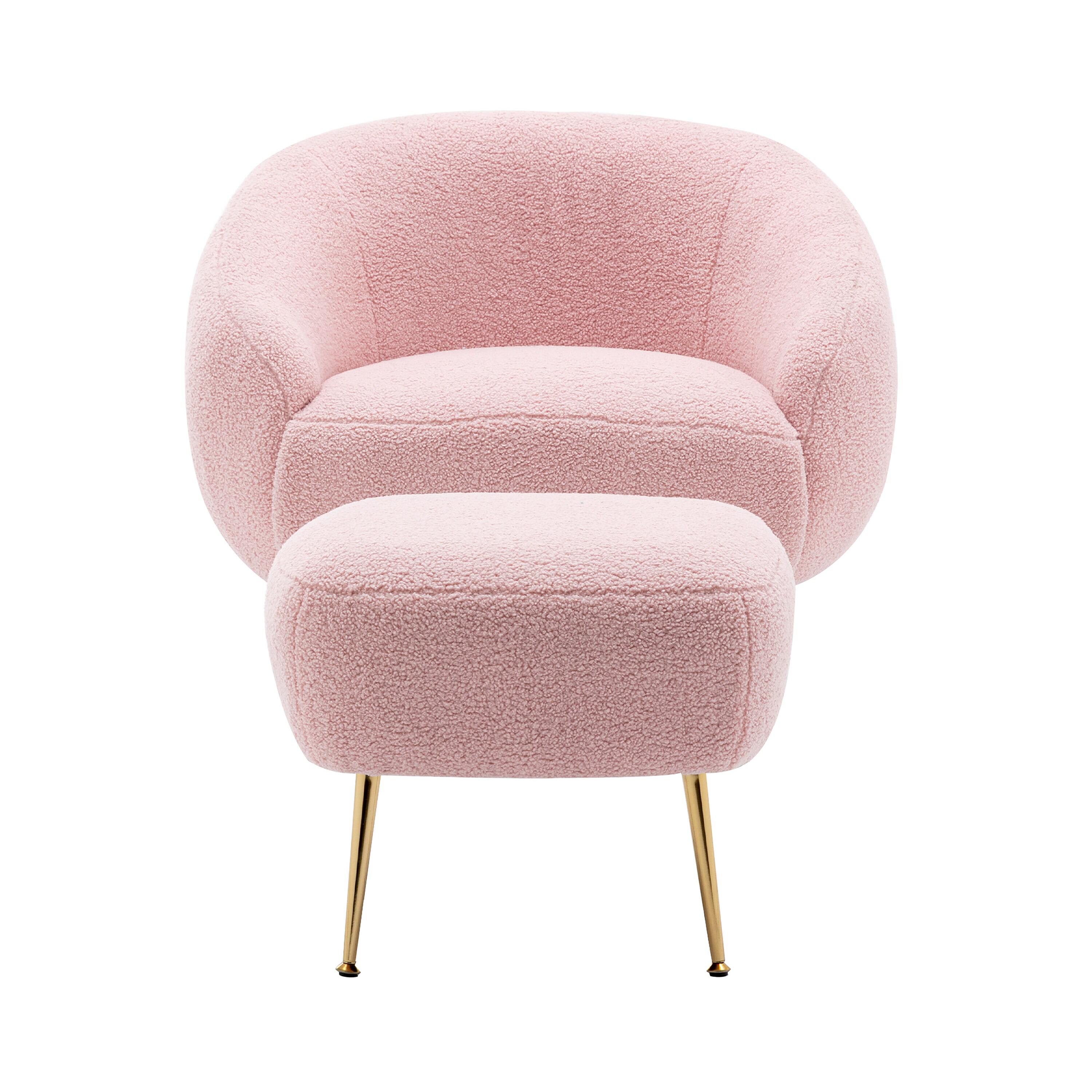 Modern Accent Chair, Teddy Short Plush Particle Velvet Armchair with  Ottoman White-ModernLuxe