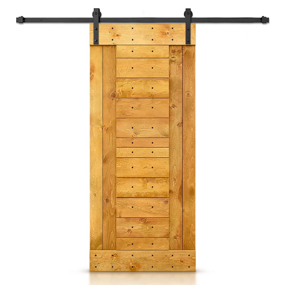 CALHOME SMK-96+DIY-N3-42AT 42-in x 84-in Colonial Maple Pine Wood Solid core Single Barn Door (Hardware Included)